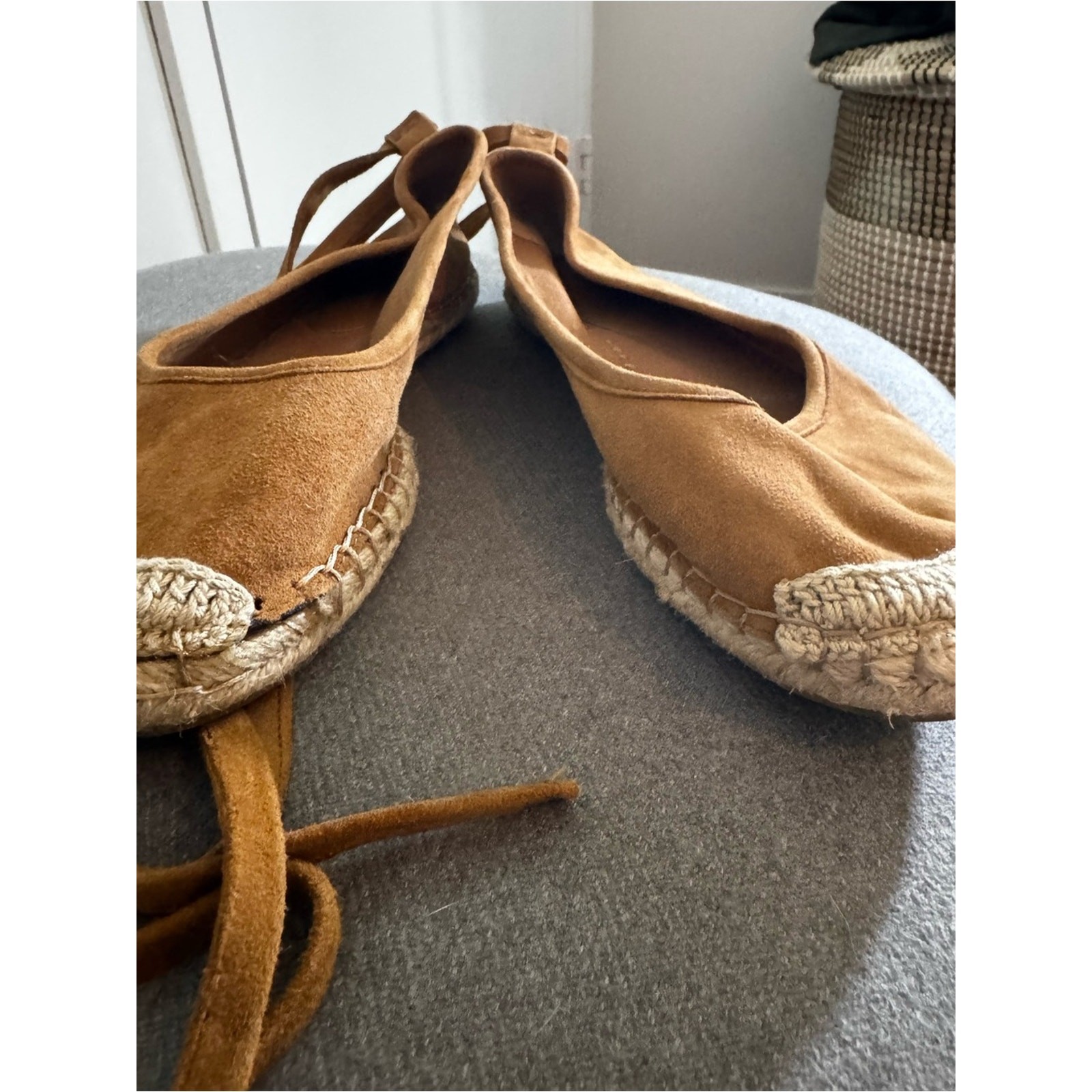 Zara Tan Suede Ankle-Tie Espadrilles