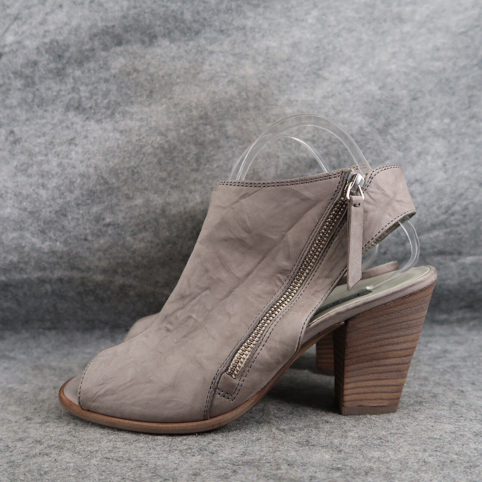 Paul Green Shoes Womens 8.5 Sandal Peep Toe Cayanne Asymmetric Zip Leather Grey