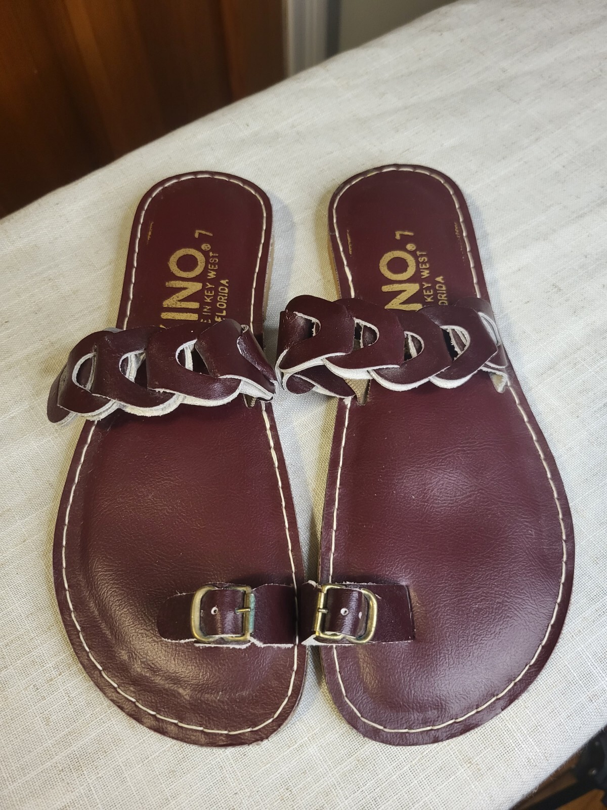 Kino Leather Slip On Sandals Cognac Sz 7 Md In Key West, FL