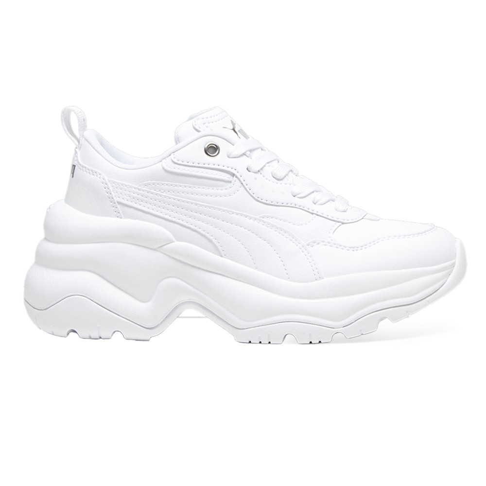 PUMA Cilia Perforated Lace Up Wedge Womens White Sneakers Casual Shoes 39391502