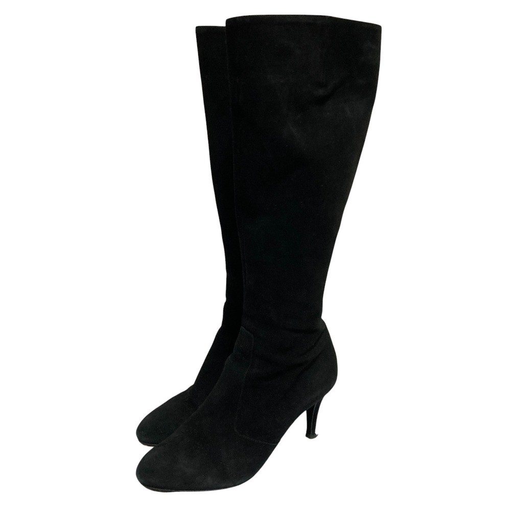 Sergio Rossi suede long boots, size 37.5, black Women USED