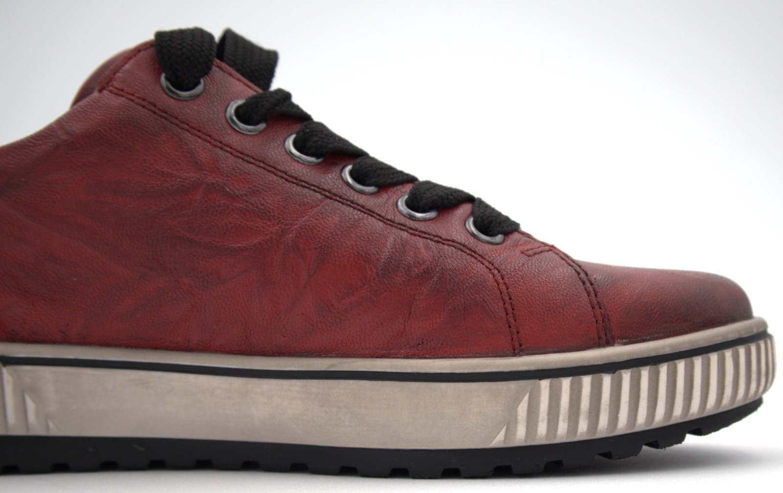 Remonte Maditta 00 Leather Sneakers Red EU 37 US 6–6.5 Women Lace-Up Side Zip