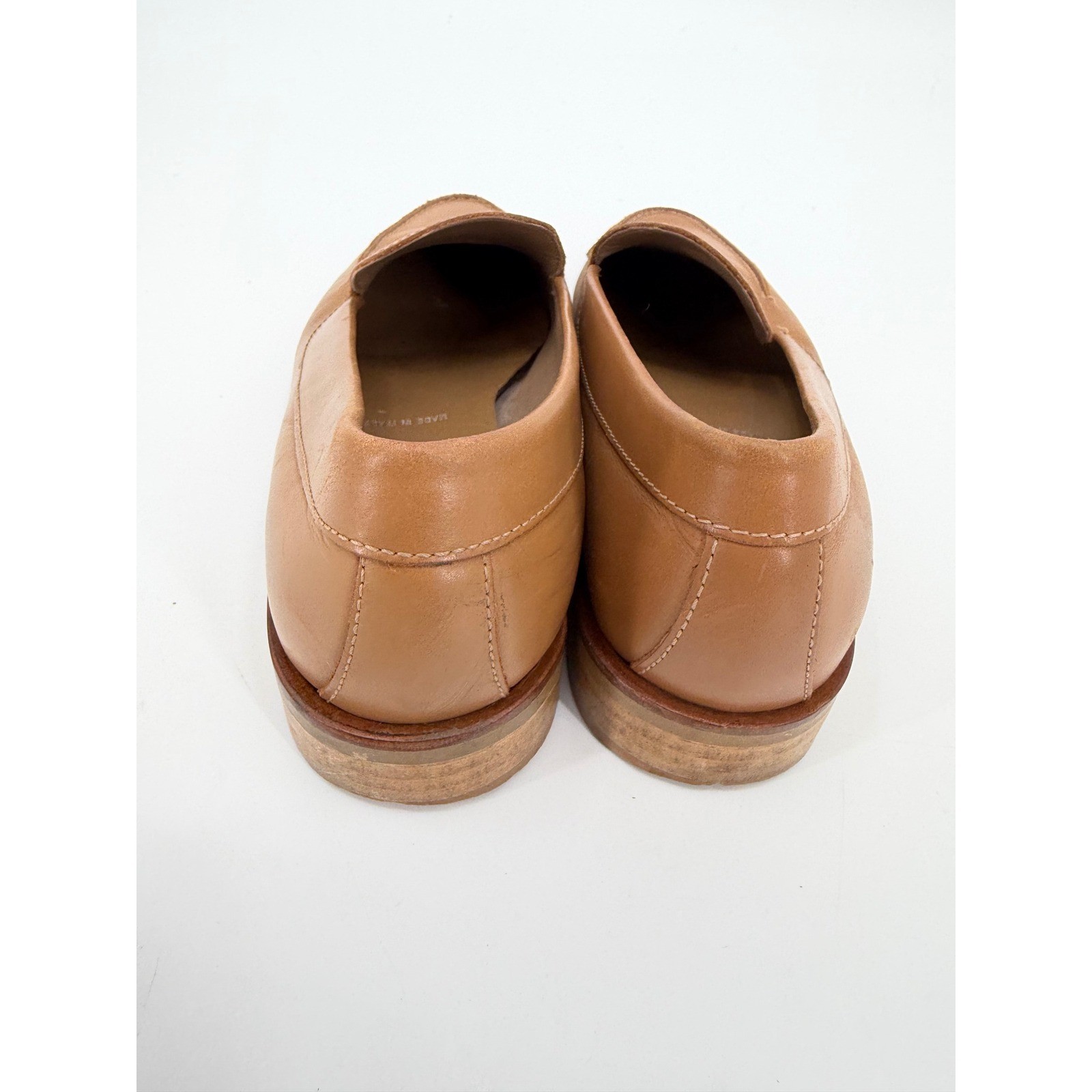 Everlane Modern Loafer Tan Cognac Leather Made in Italy Almond Toe Flat Shoe 5.5