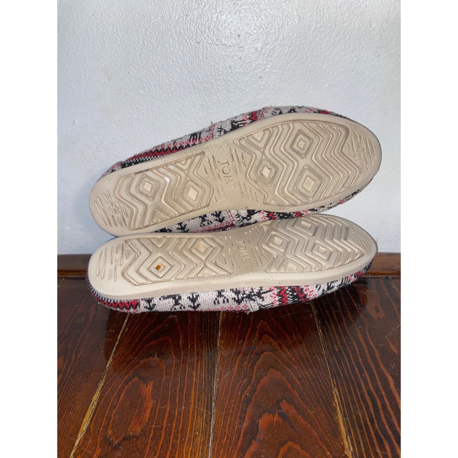 TOMS Alpargata Fair Isle Reindeer Faux Fur Lined Slip On Shoes Womens 9.5 Cozy