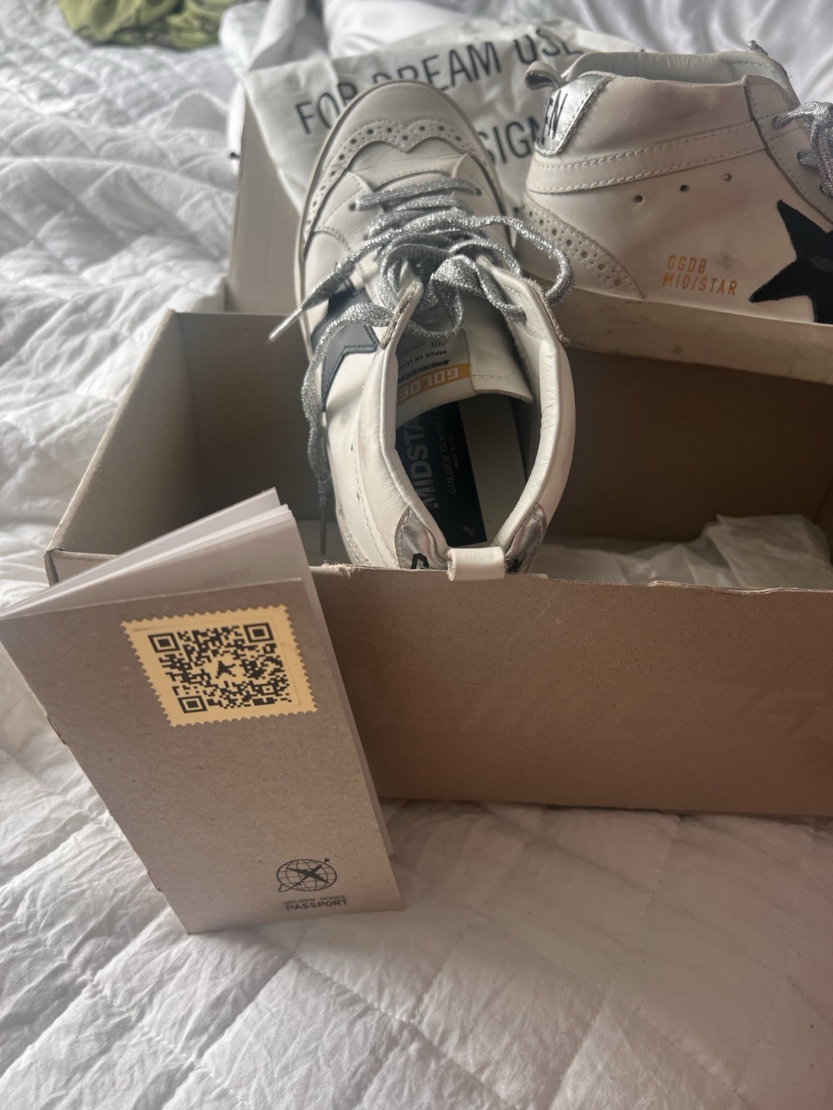 Golden Goose Mid Star Classic Women’s White/Black/Silver Sneakers