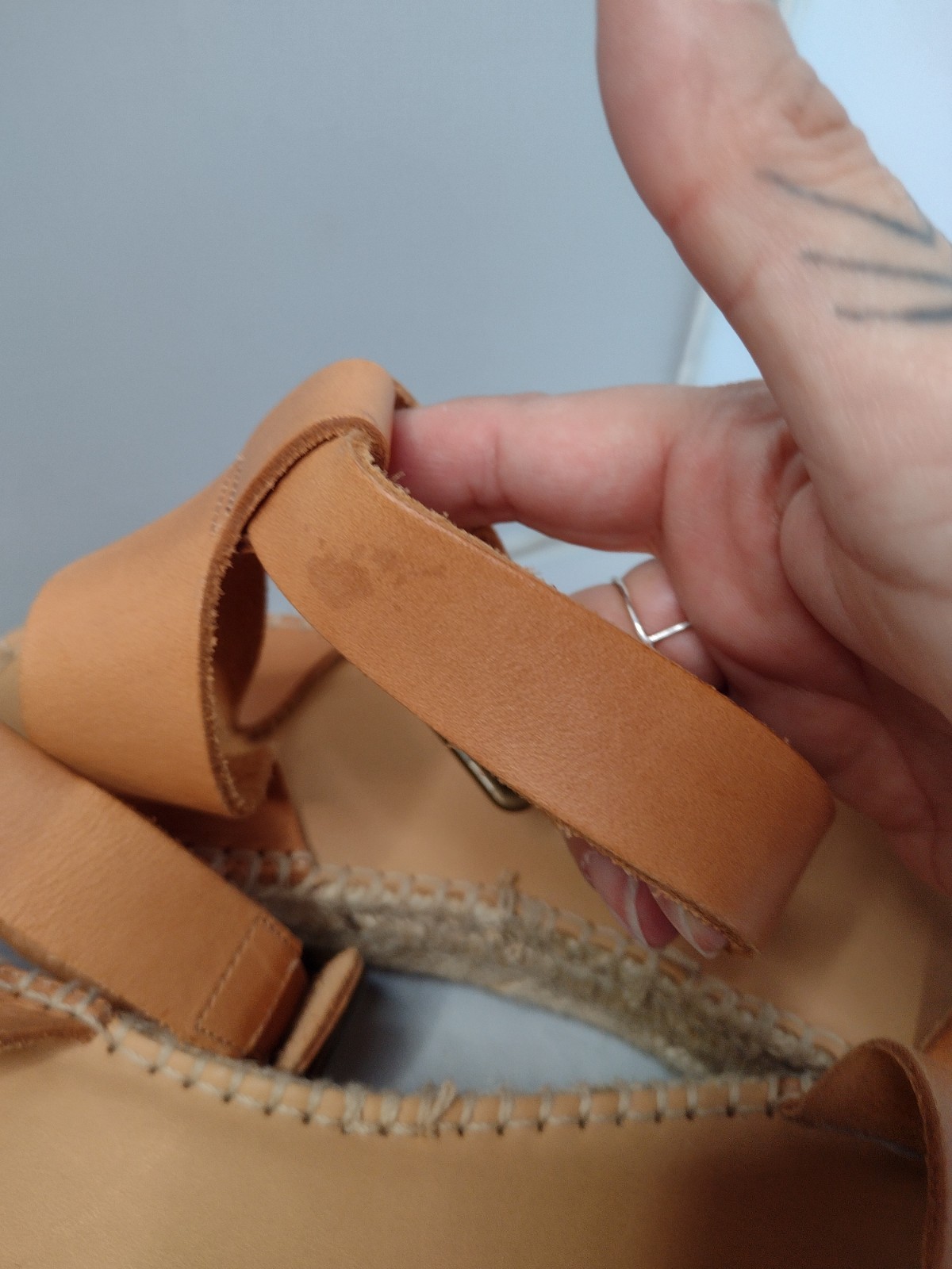 Soludos Cadiz Leather Platform Sandal Ankle Strap 9.5 Tan Brown A4