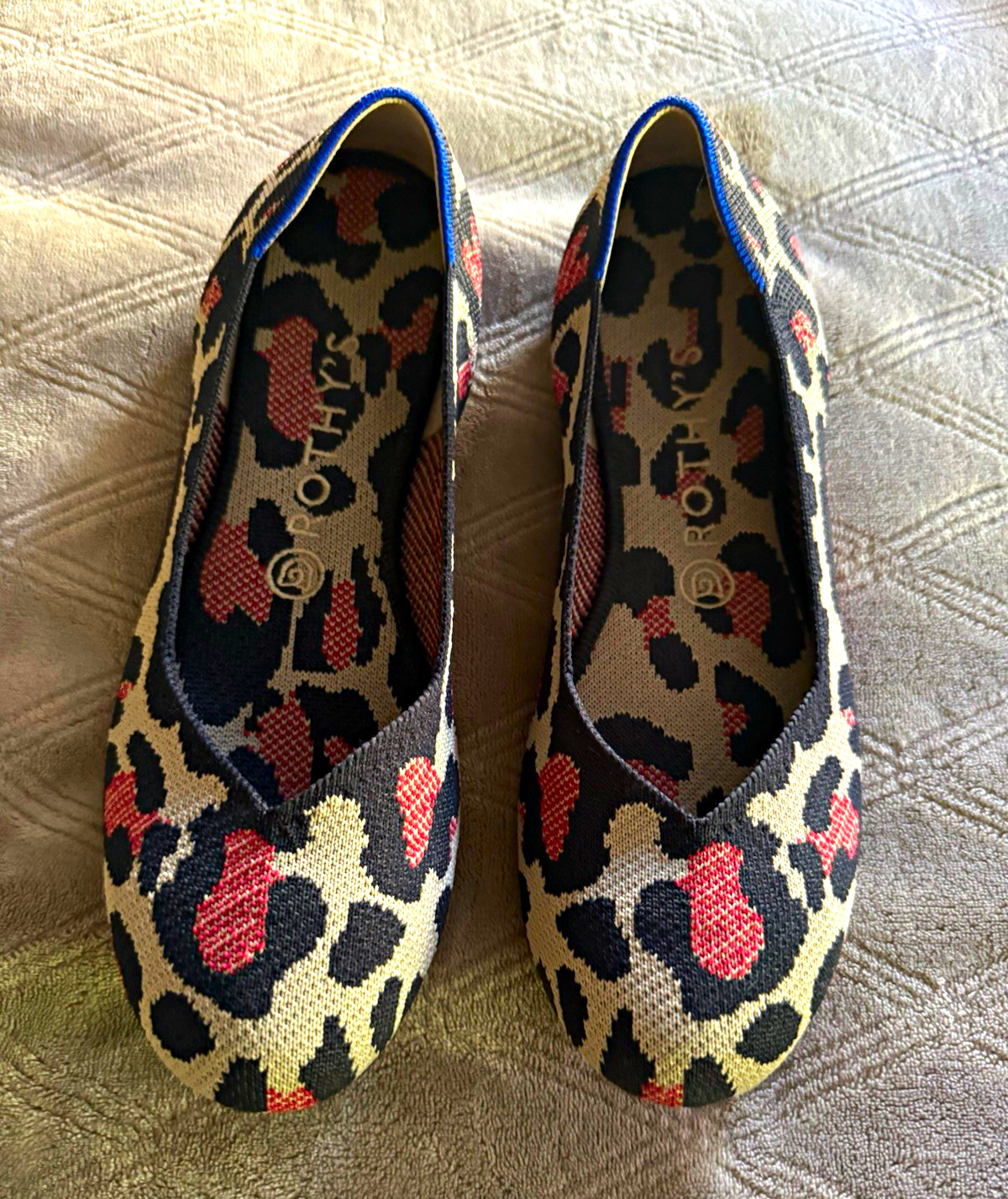 Rothy’s Women’s Multicolor Animal Print Knit Slip-On Pointed Toe Flats 9