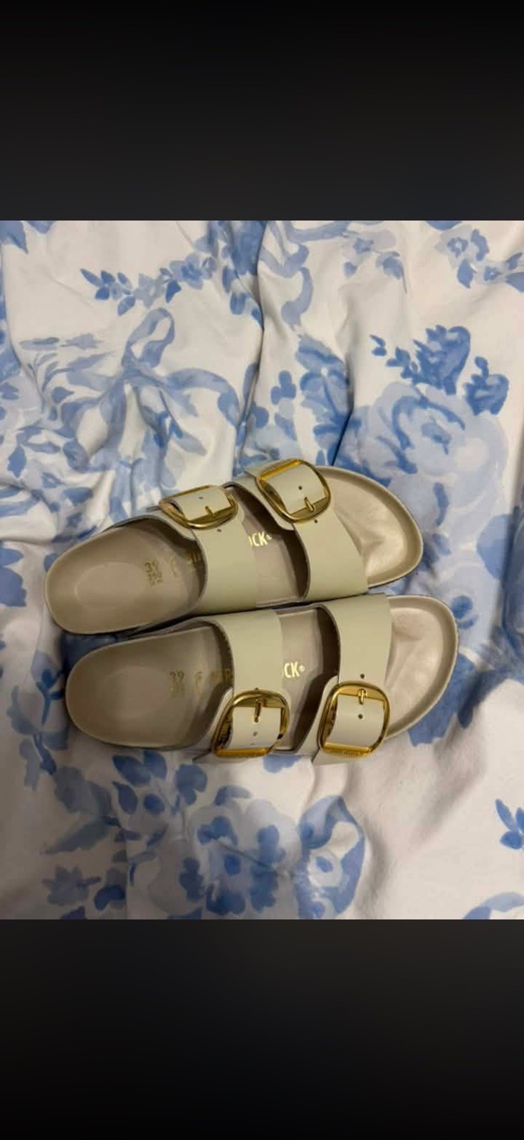 BIRKENSTOCK ARIZONA BIG BUCKLE LEATHER HIGH SHINE BEIGE 39 EU 8-8.5 US