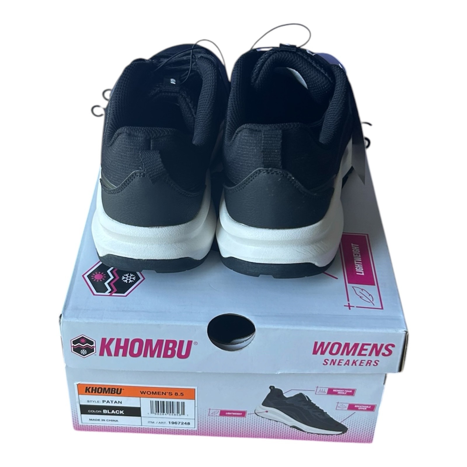 Khombu Women’s Sneaker lightweight Memory Foam Black Size 8.5