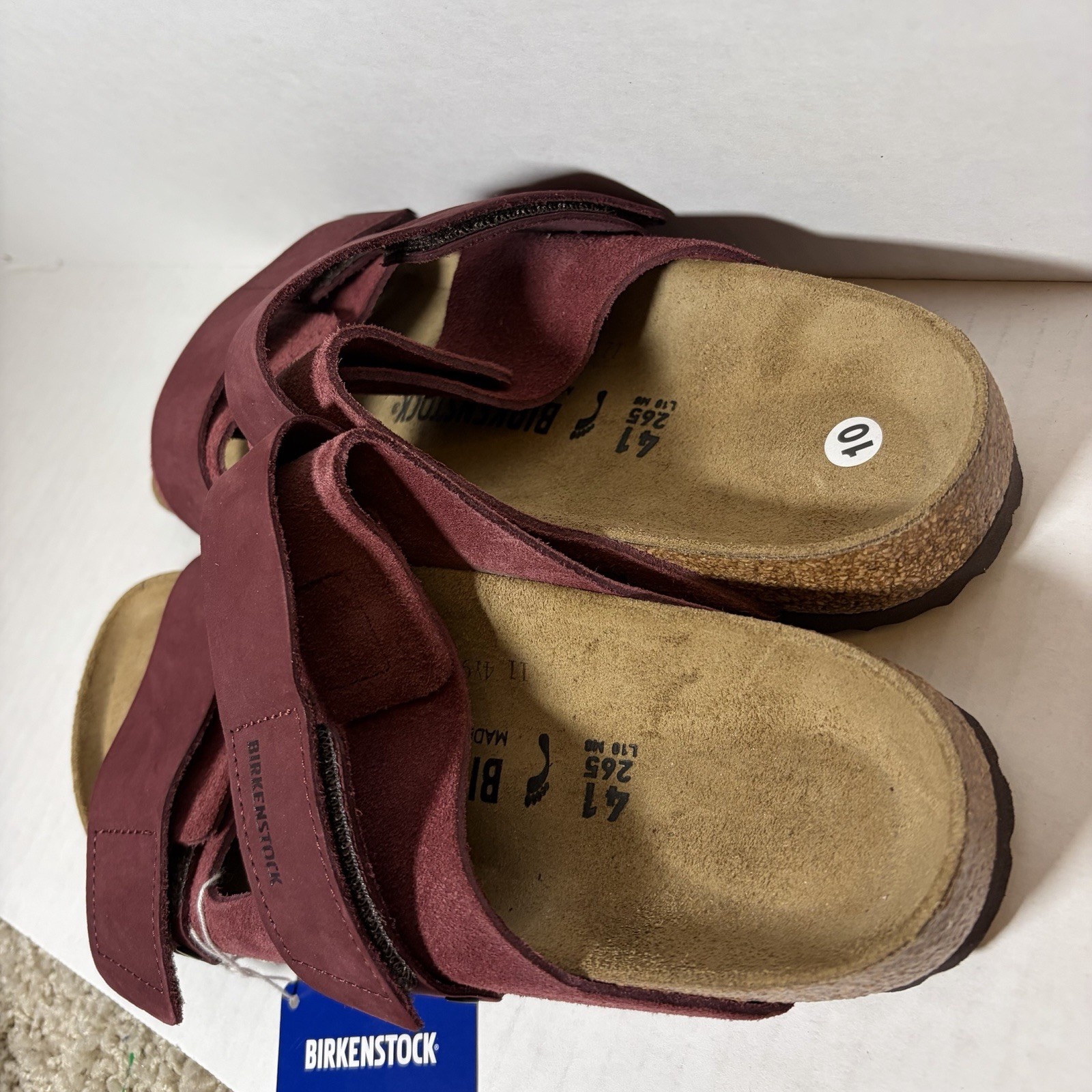 NEW Birkenstock Uji Zinfandel Wine Red Suede sandal sz 41