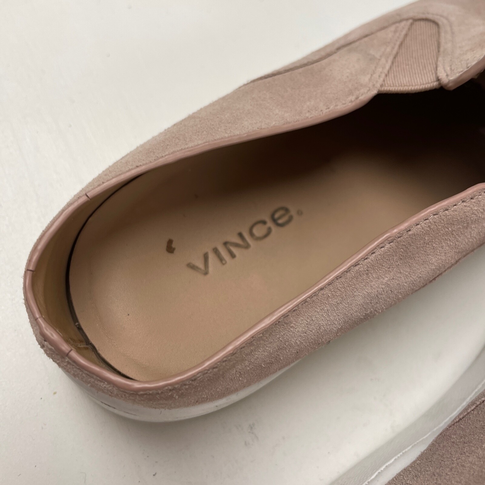 Vince Suede Slip On Sneakers Womens 7 Flat Open Back Round Toe Light Pink