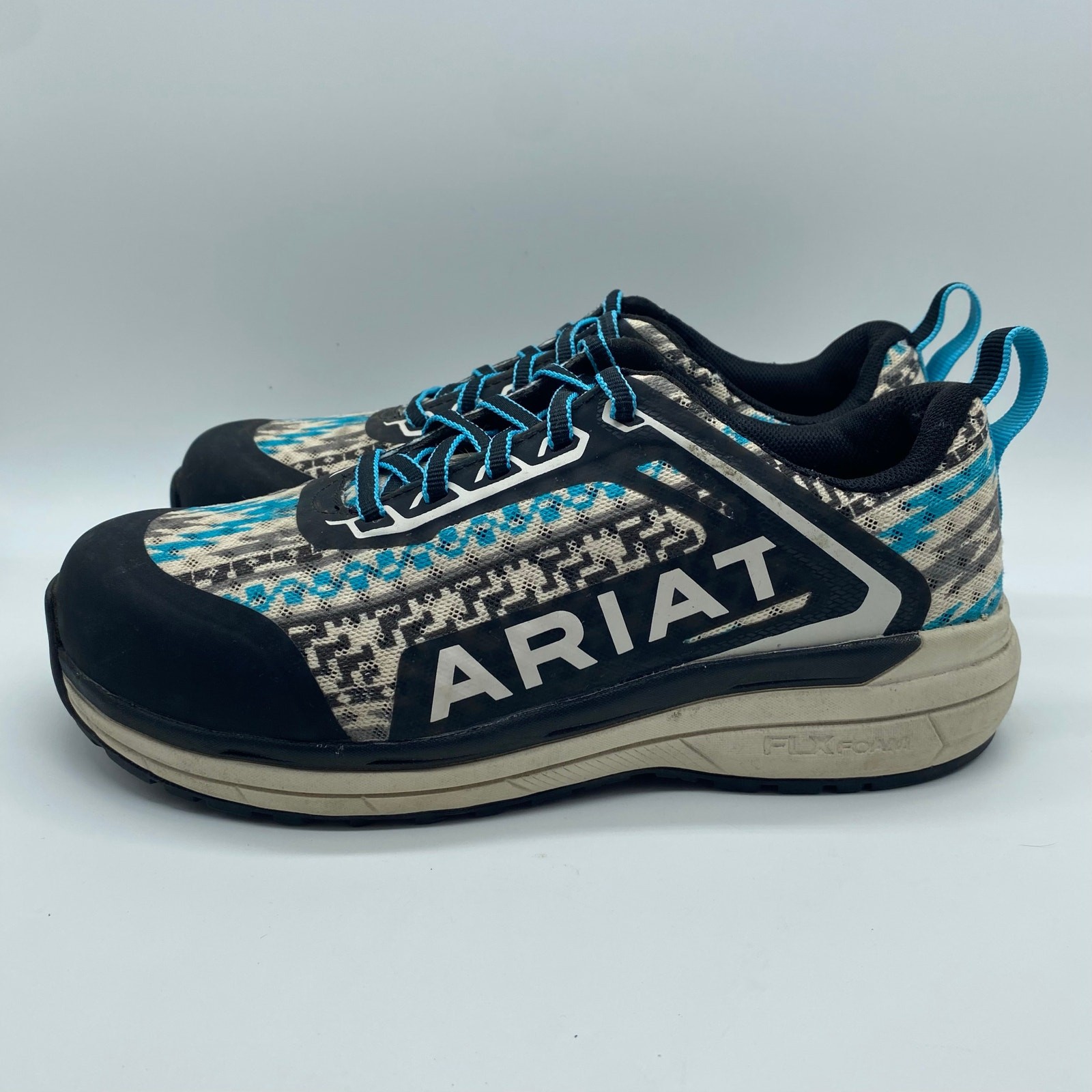Ariat Outpace Composite Steel Toe Safety Workwear Shoe Aztec Blue Black Women 7