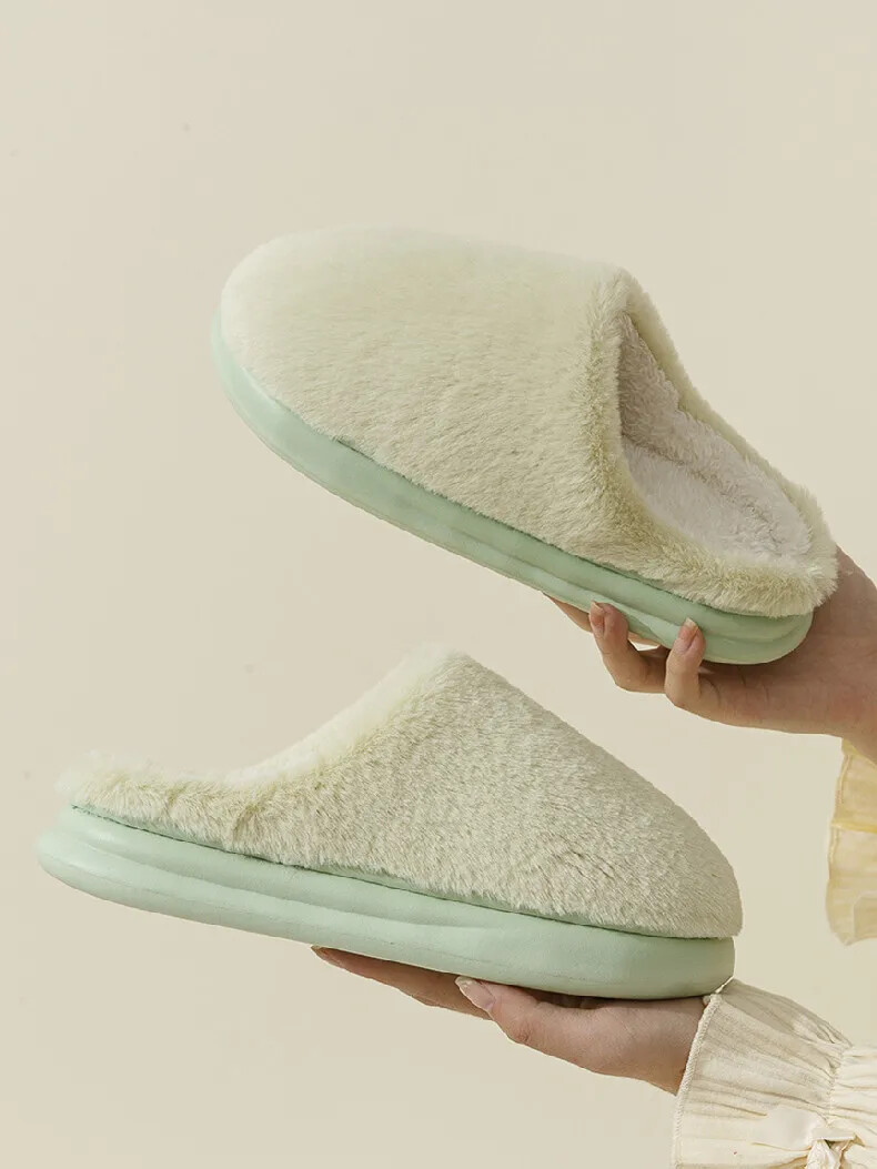 Winter Plush Slippers New Soft Platform Fluffy Slides Comfort Concise Anti Slip