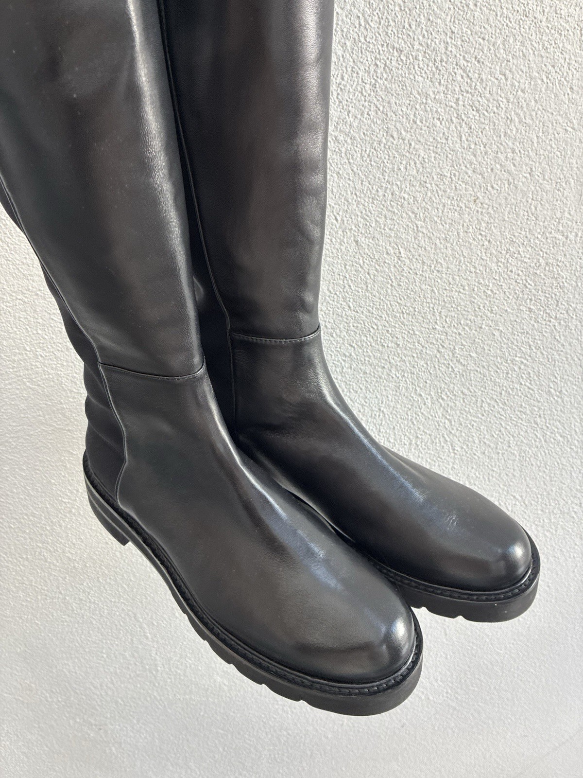 Stuart Weitzman 5050 Lift Over The knee Boots Black Leather Stretch Back US 8.5