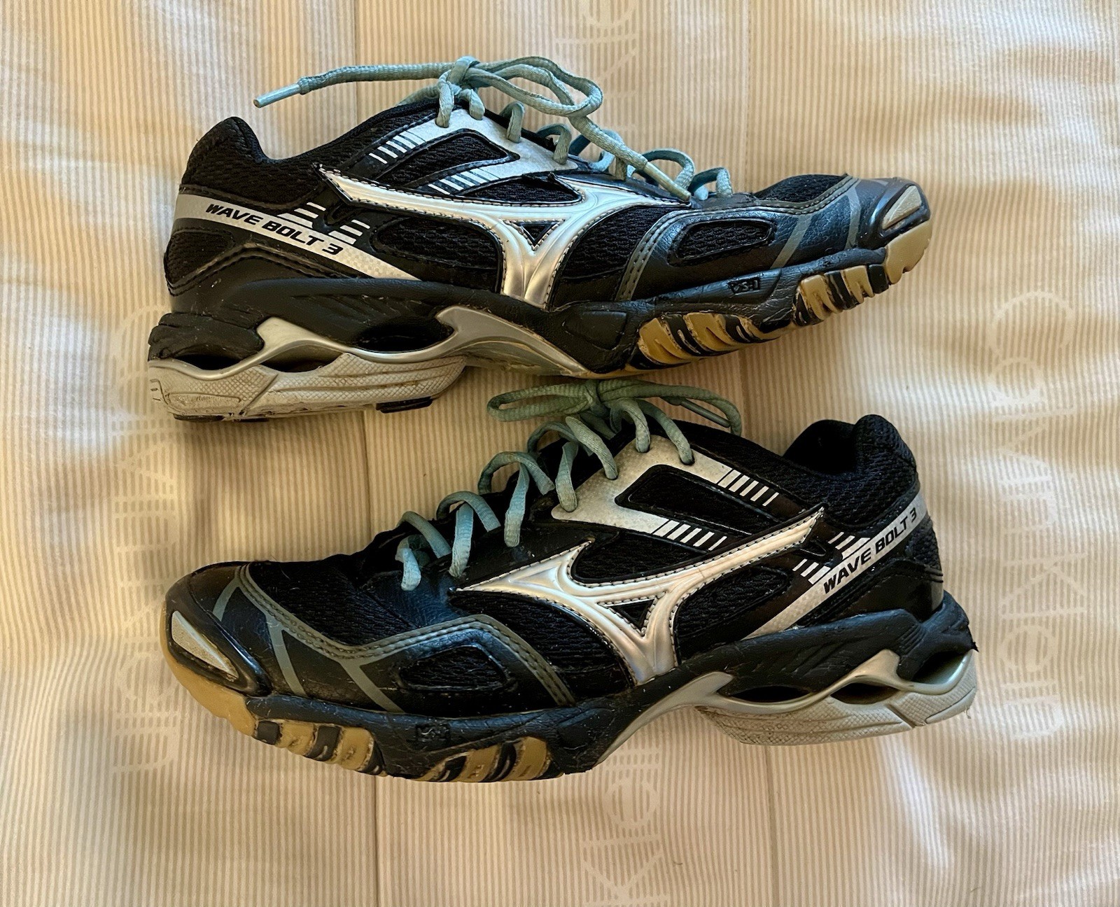 Mizuno Womens Sz US W8 Wave Bolt 3 Volleyball Shoes Sneakers Black Silver Gray