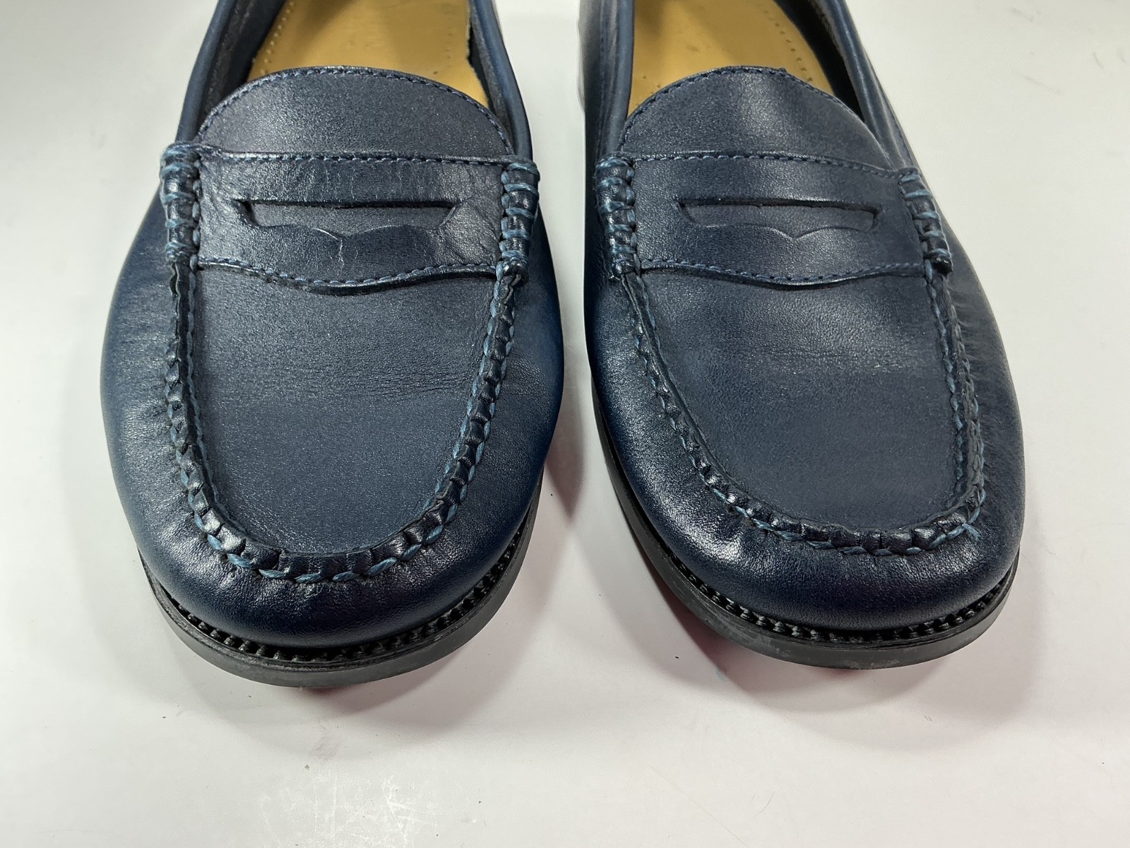 GH Bass Weejuns Kathleen Leather Penny Loafers Women 9 M Blue Slip On Comfort
