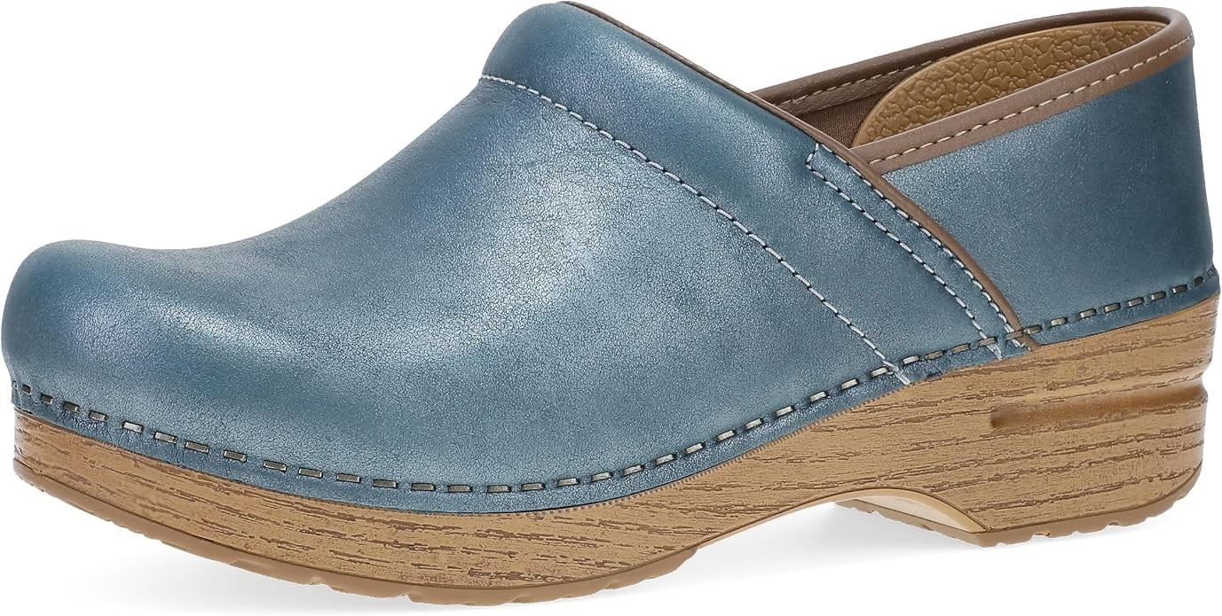 Dansko Women’s Professional Clog – Blue Metallic Rocker Bottom