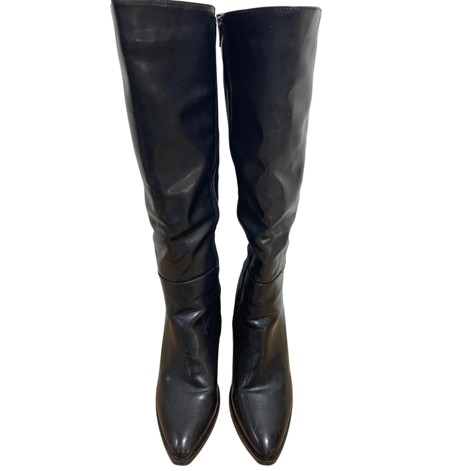 Vepose Womens Size 9 Black 3.5″ Heel Knee High Boots Closed Pointed Toe Shoes