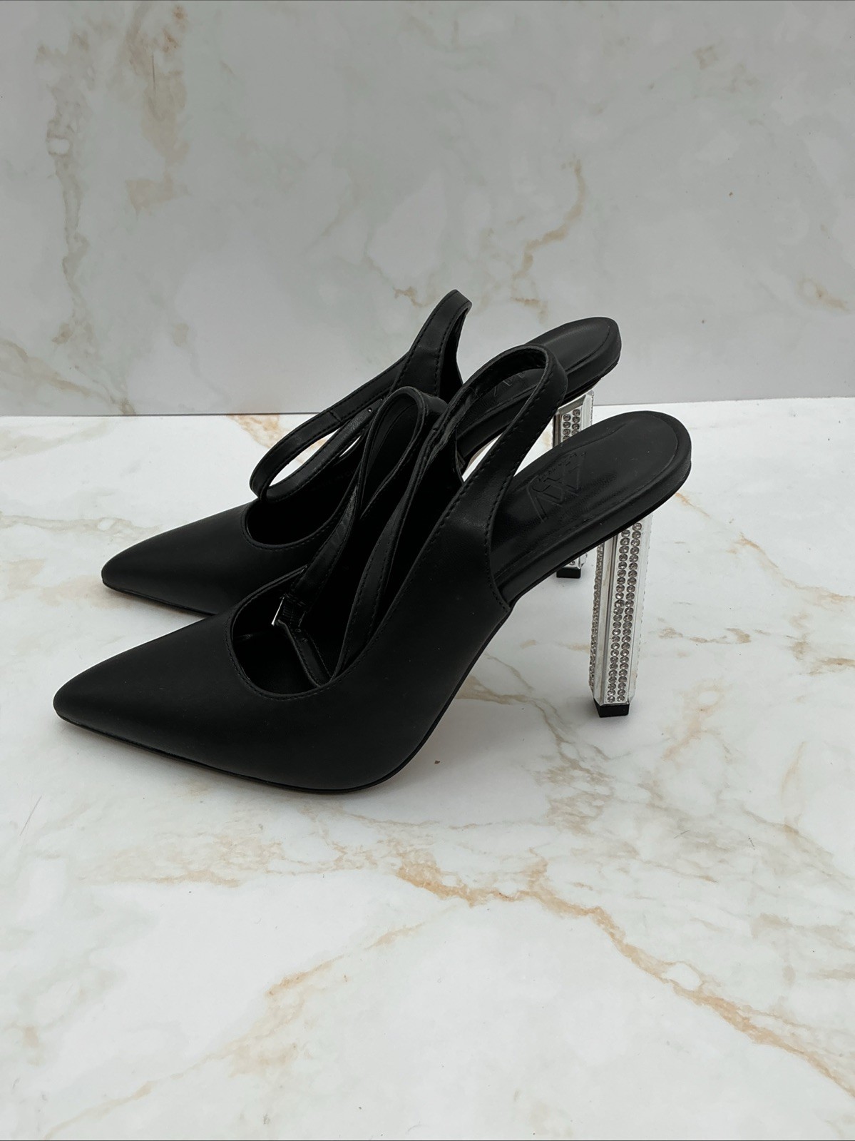 Aaj by Aminah Women’s Saraphina Embellished Heel Ankle-Strap Pumps – Black 5 M