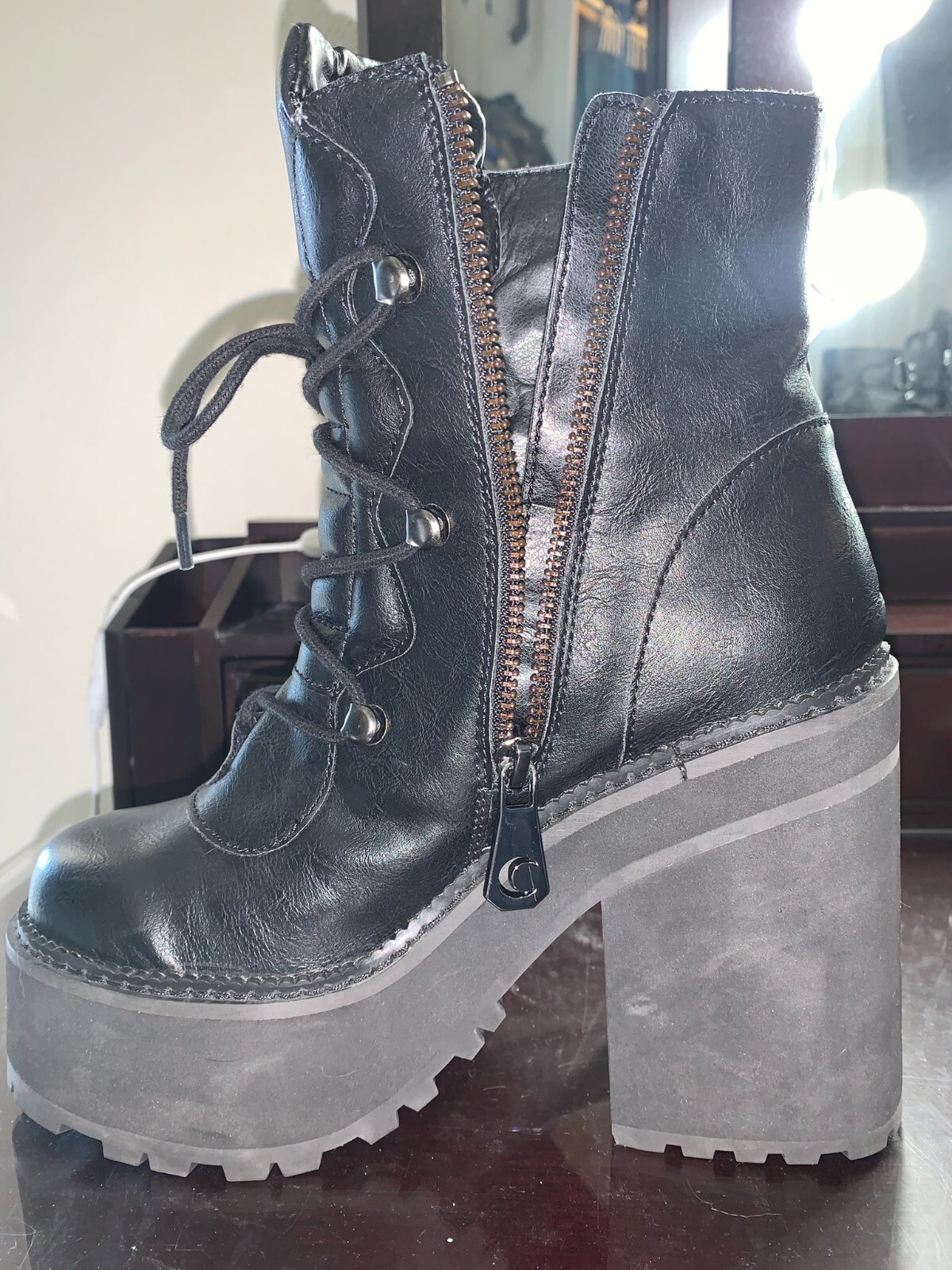 Killstar Black Broom Rider Faux Leather Women’s Size 6 Ankle Boots
