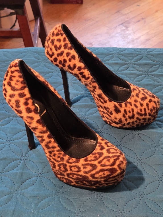 AUTHENTIC – YSL Yves Saint Laurent Leopard Calf Hair Tribtoo Platform Pump