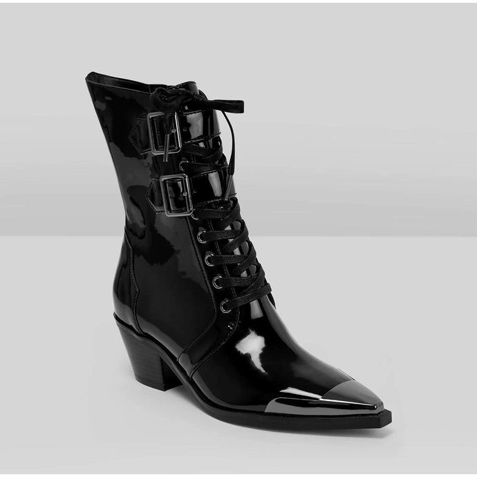 killstar Dark sin black glossy goth booties winklepickers