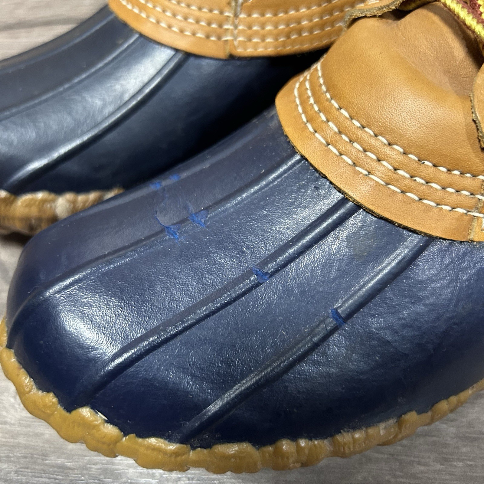 Vintage L.L.Bean Maine Women’s US 7 Hunting Duck Shoes Blue Beige Rain Boots
