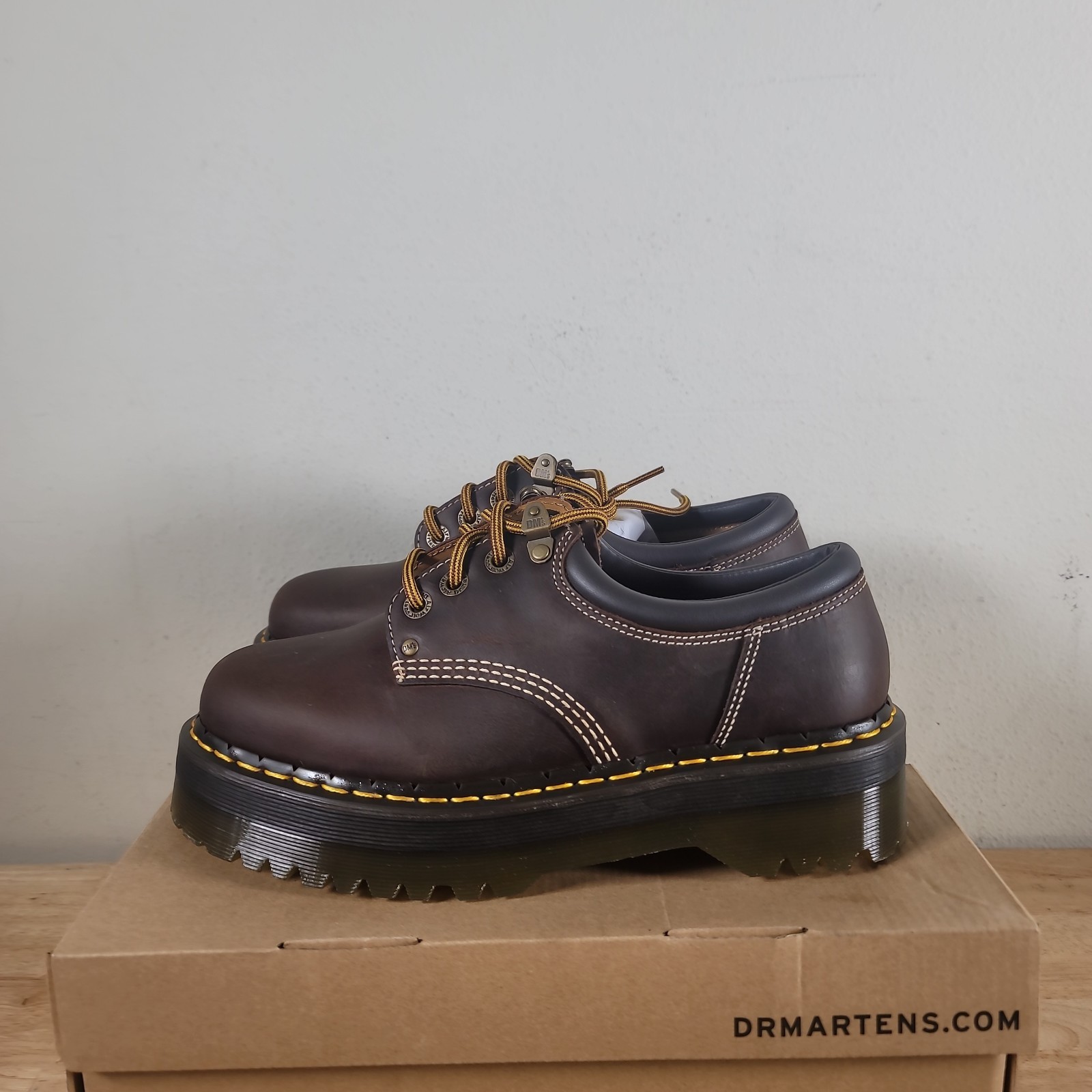 Dr. Martens 8053 4i Quad Platform Oxfords Unisex Size M9 W10 Brown Arc Leather
