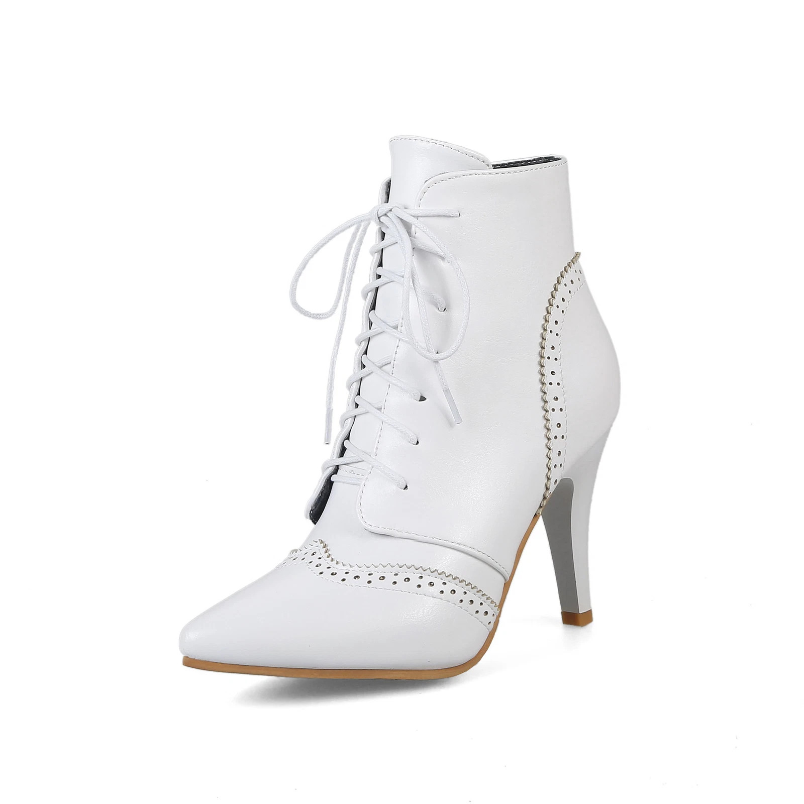 Womens Autumn Pointed Toe High Heels Up Autumn Fashion Ankle Boots
