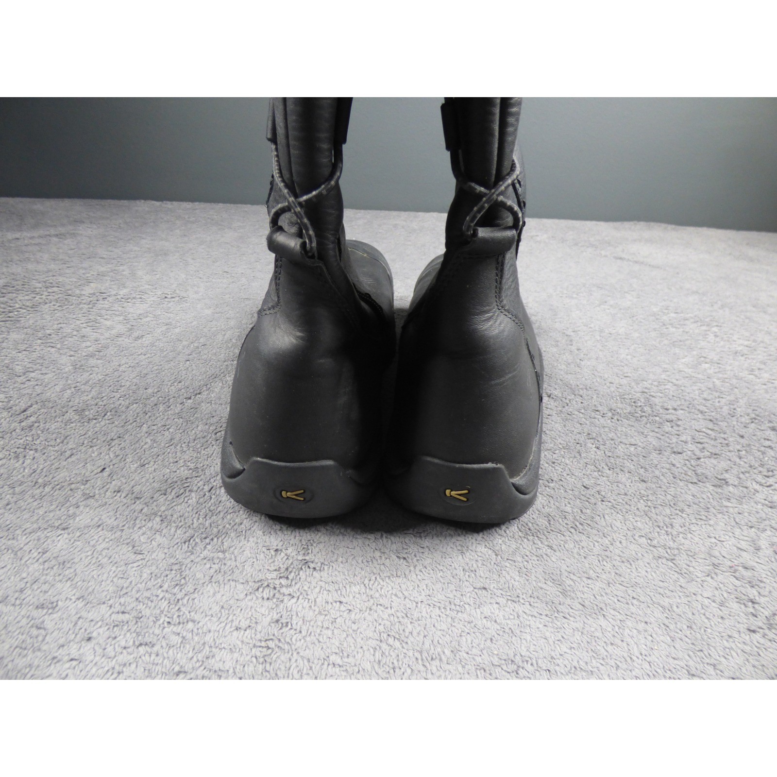 KEEN Bern Baby Bern Black Leather Waterproof Tall Boots Womens 11 Side Zip
