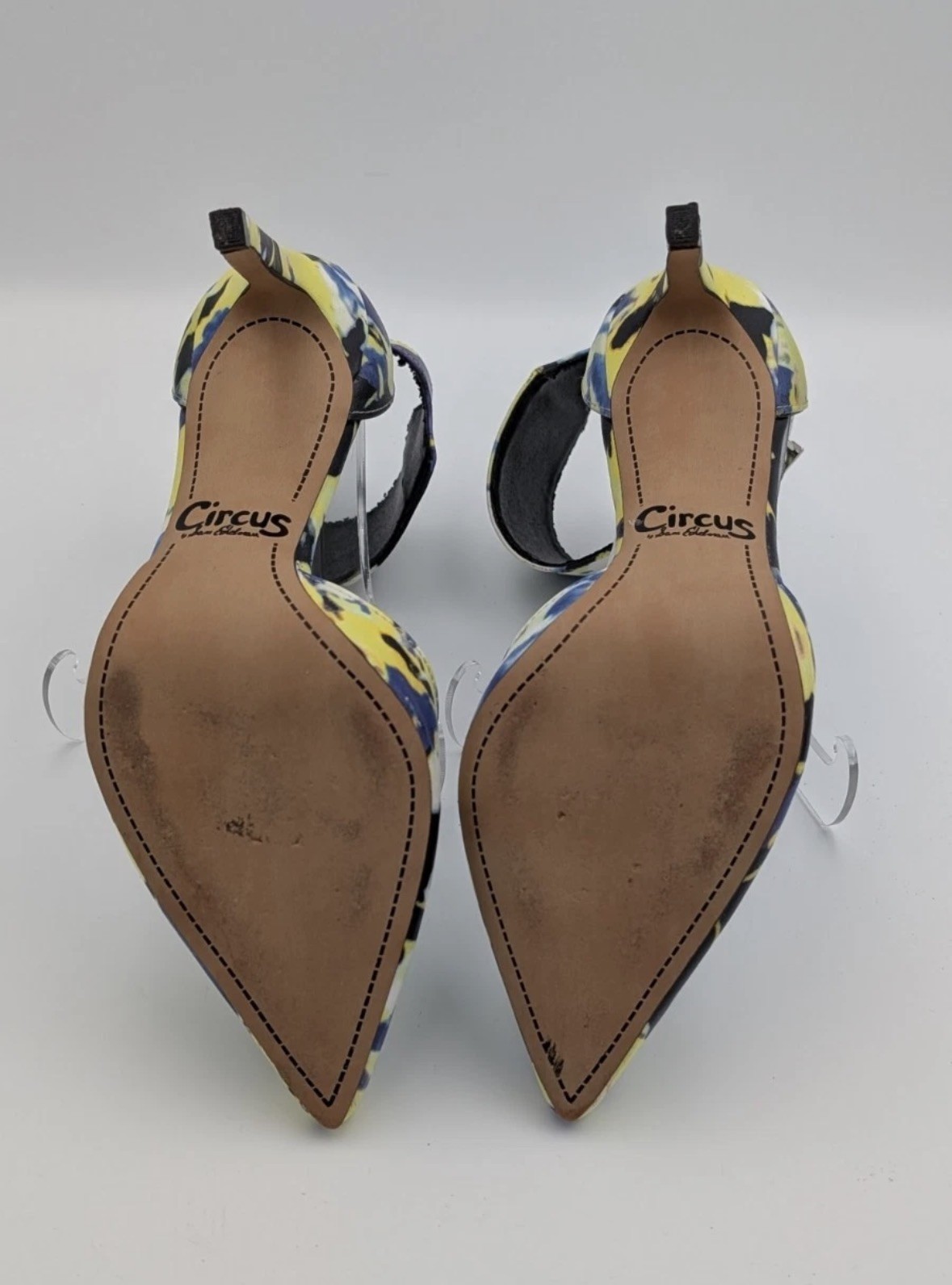 Sam Edelman Circus Maddy Yellow/Blue Wide Ankle Strap Pointed Stiletto Pumps 9