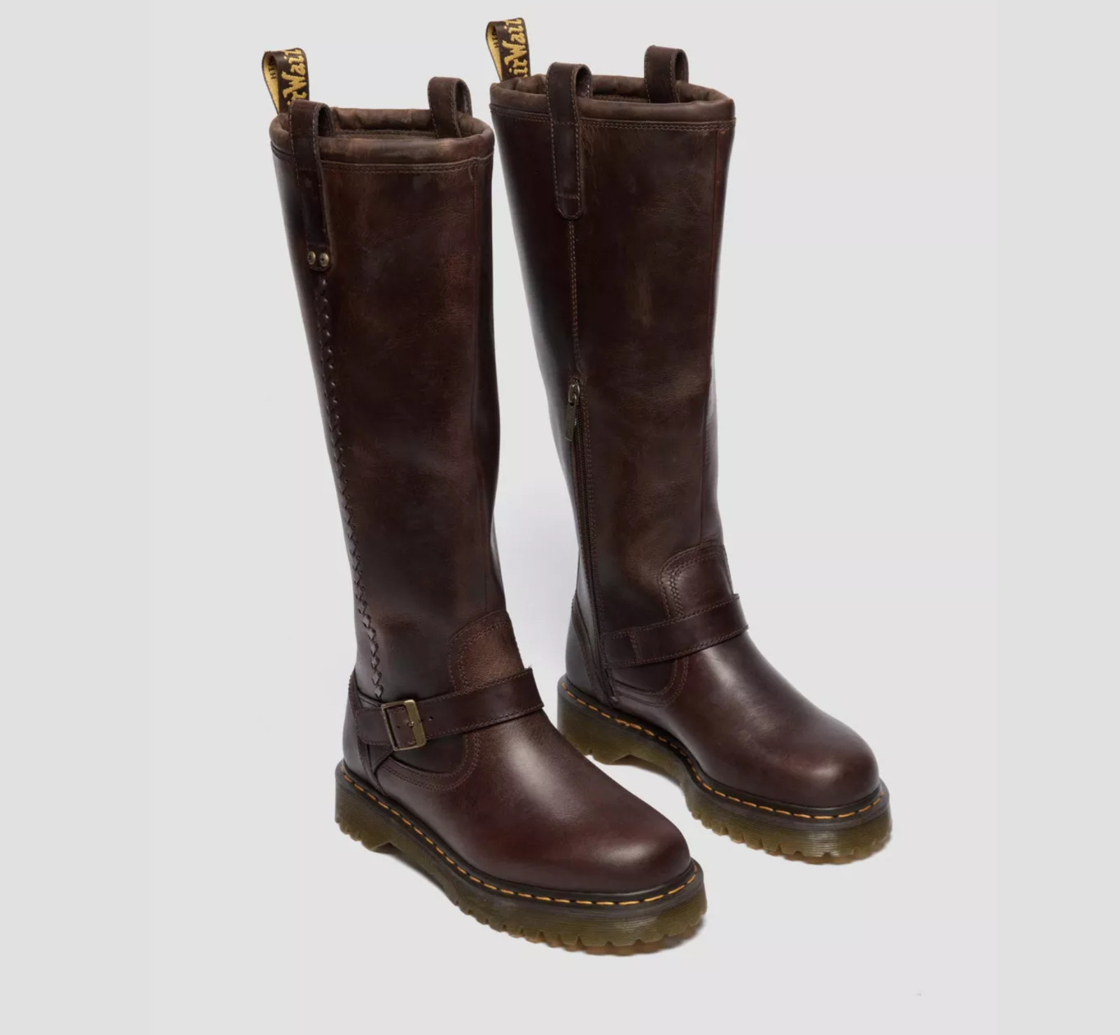 DR. MARTENS ANISTONE KNEE HIGH Orleans Leather Biker Boot MSRP$290 Punk&Timeless
