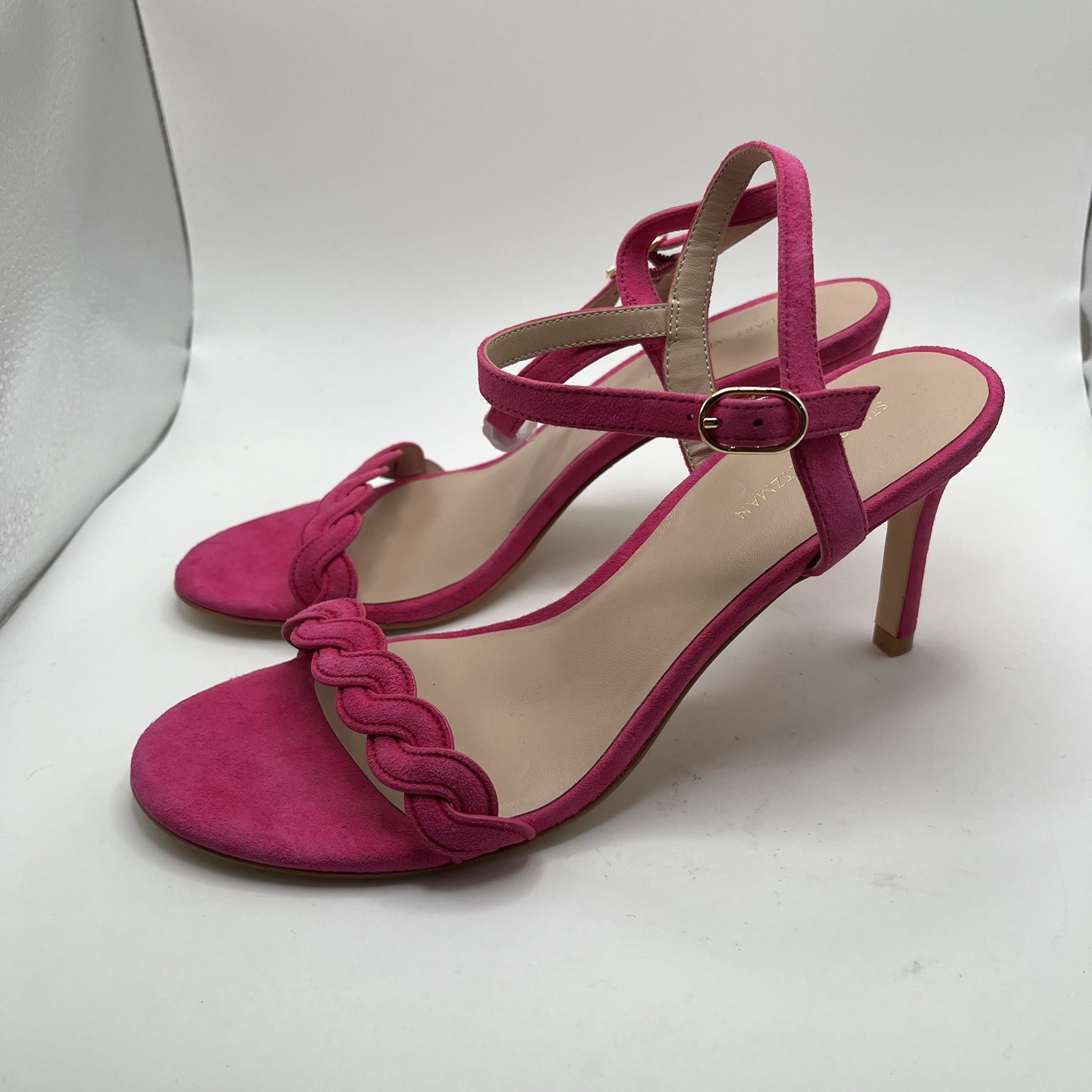 Stuart Weitzman Dancer Twistie 100 Pink Suede Sandals Size 8.5