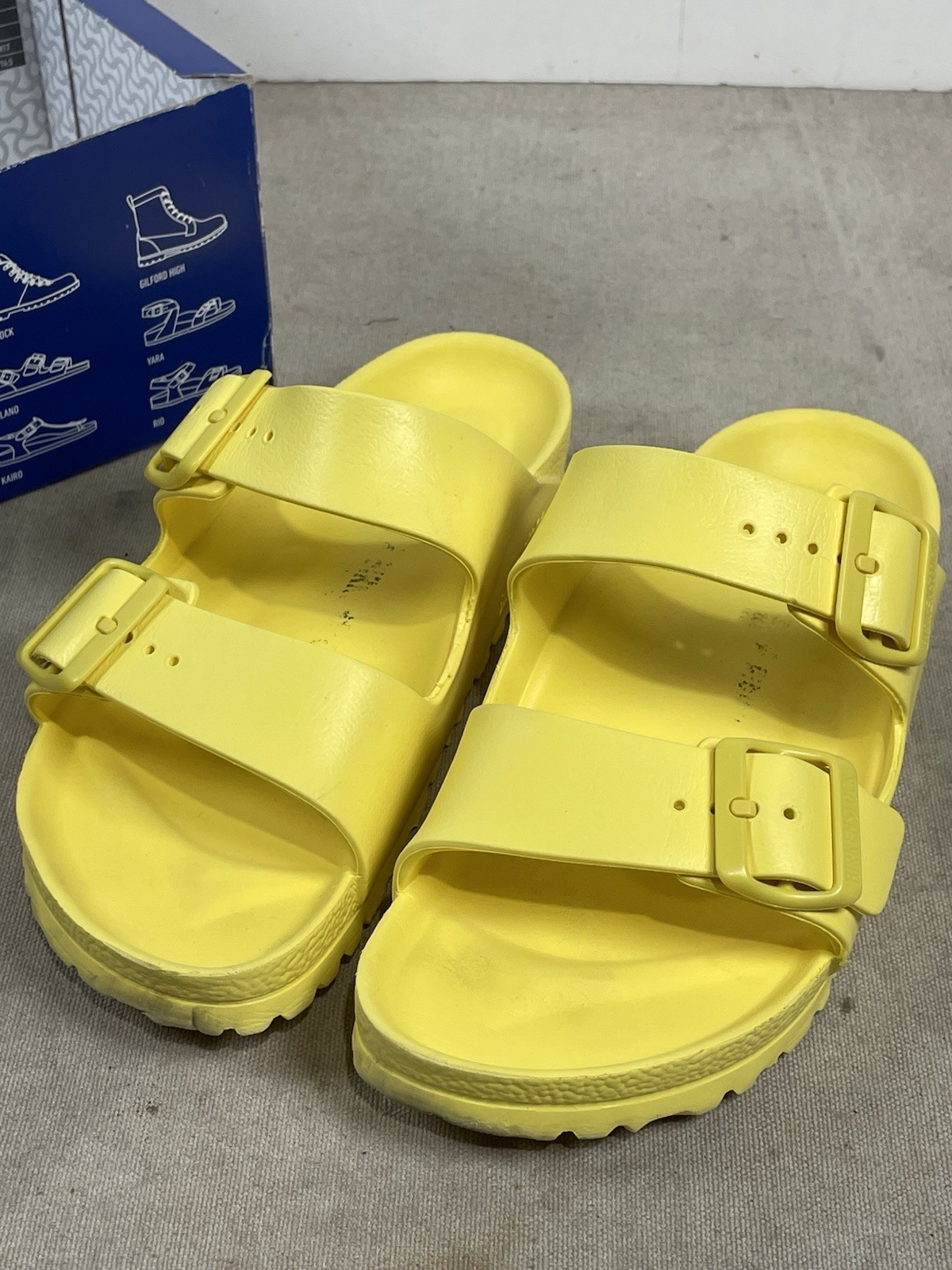 Birkenstock Arizona Eva Sandals Womens 6 Yellow Slides Double Strap Buckle