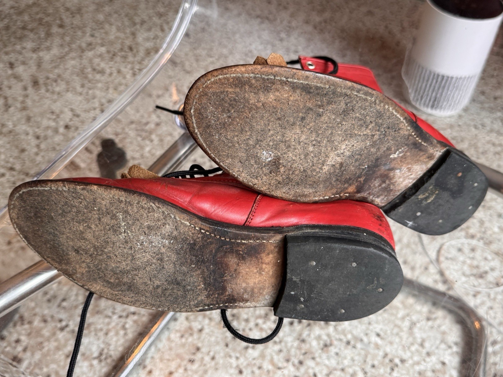 justin roper leather boots red W size 6 scuffed n well worn plenty of life