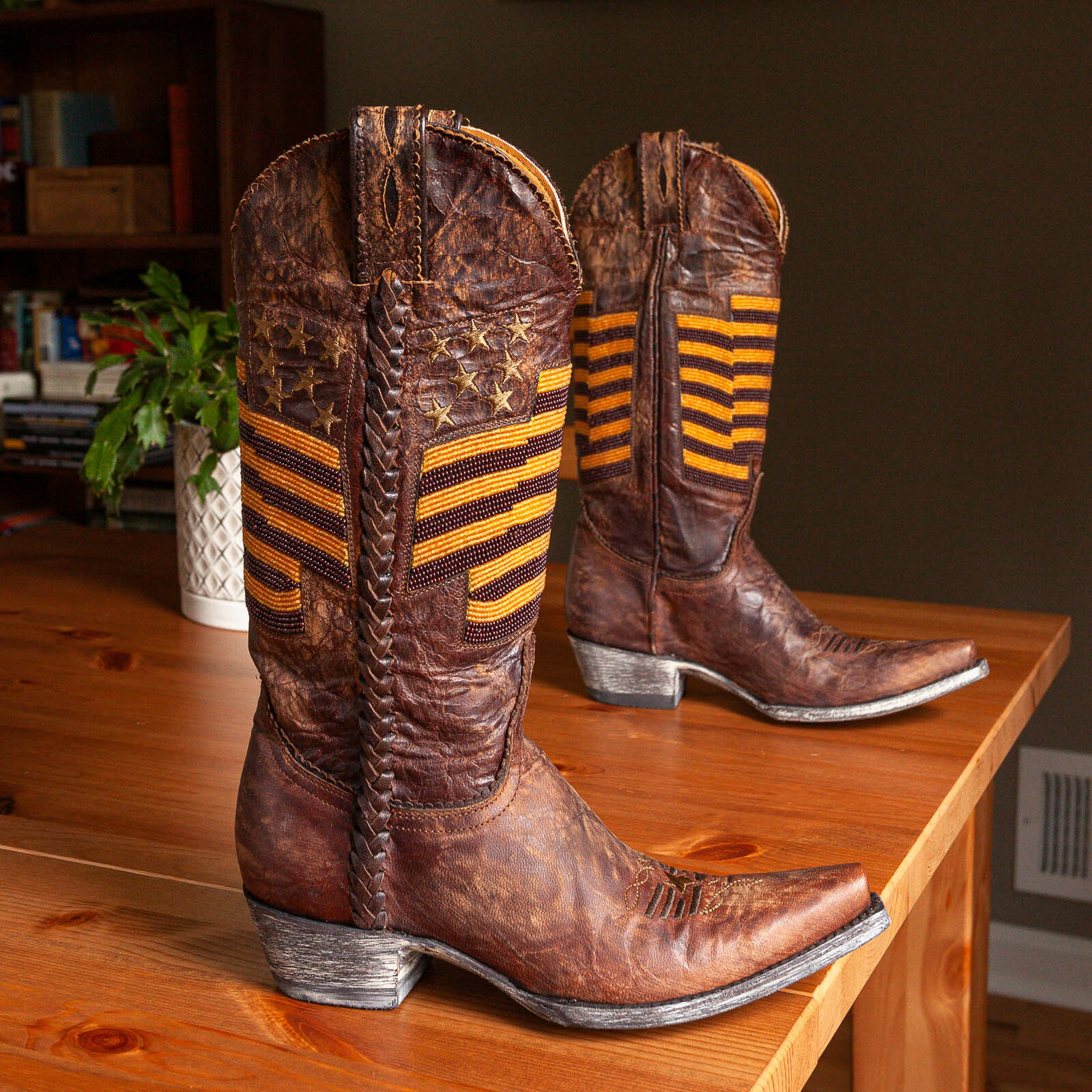 Old Gringo Eleanor Brass American Flag Cowboy Boots, Womens 5.5 B
