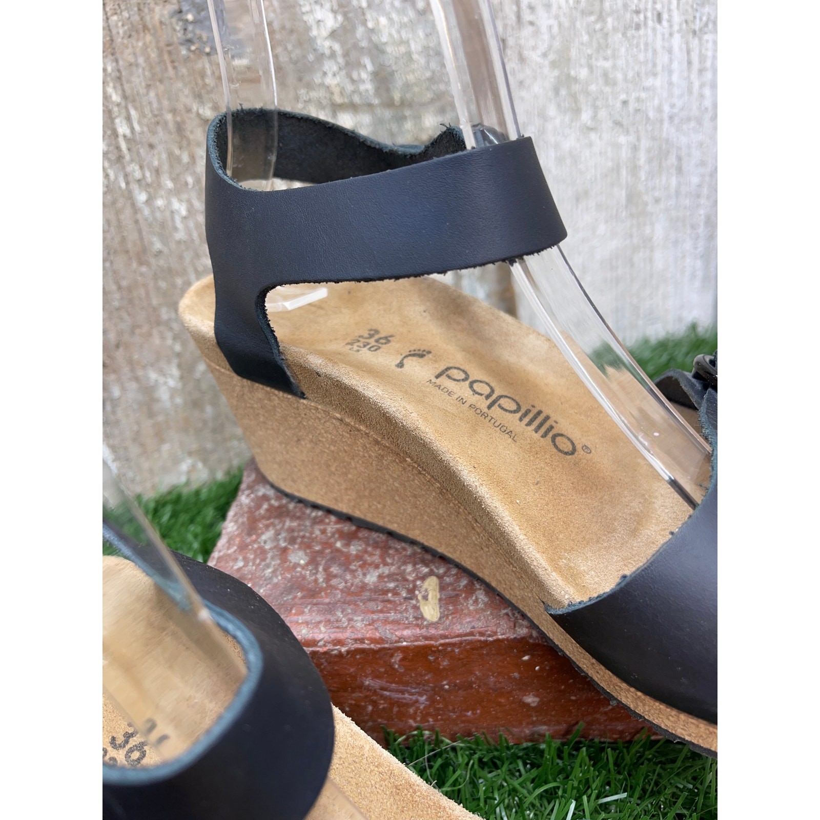 Birkenstock Papillo Soley Leather Black Medium/Narrow EU36 Ladies 5 Wedge Sandal