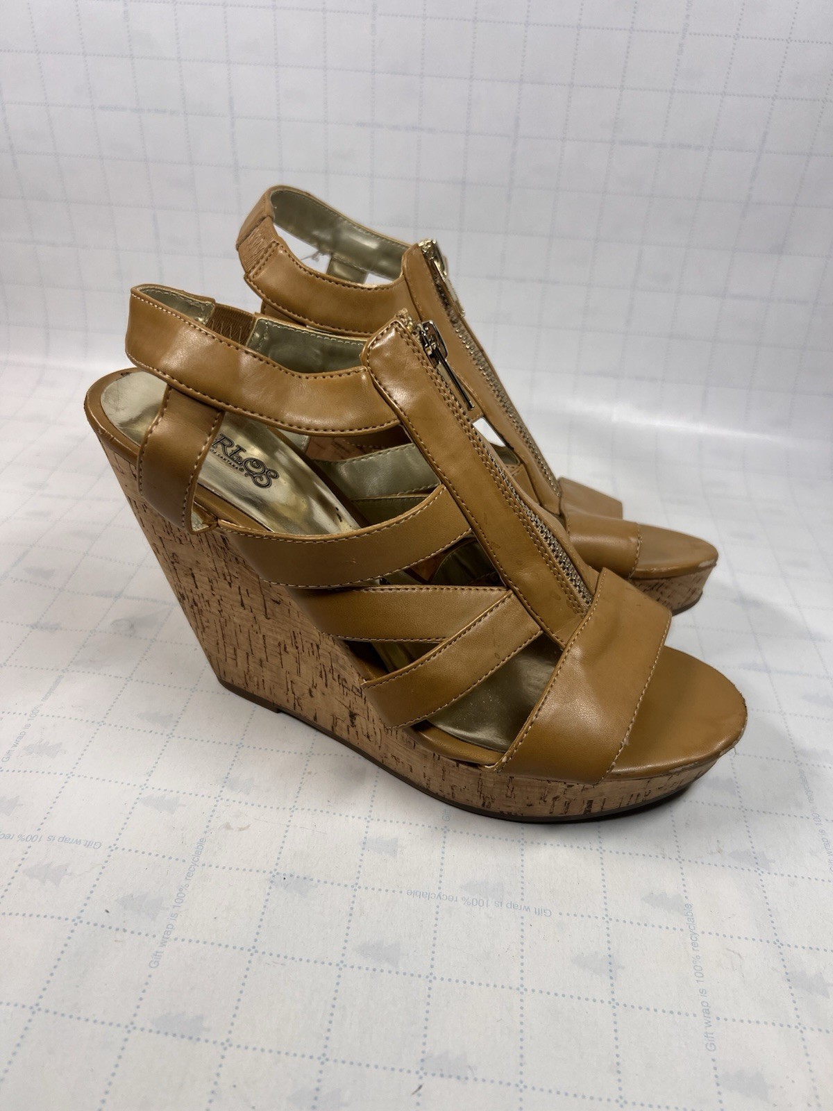 CARLOS BY CARLOS SANTANA “KAILA” Shoes Faux Leather Zip Wedge Size 8”
