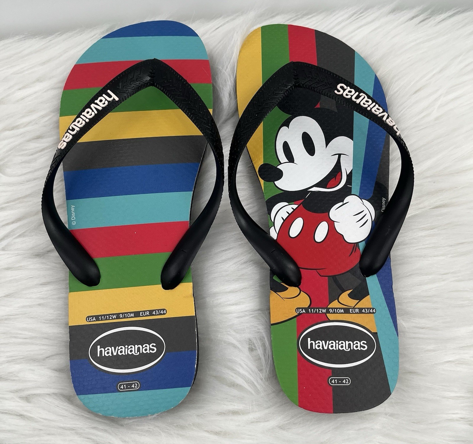 Havaianas Disney Mickey Mouse Flip Flops Unisex Womens 11/12 Mens 9/10 Sandals