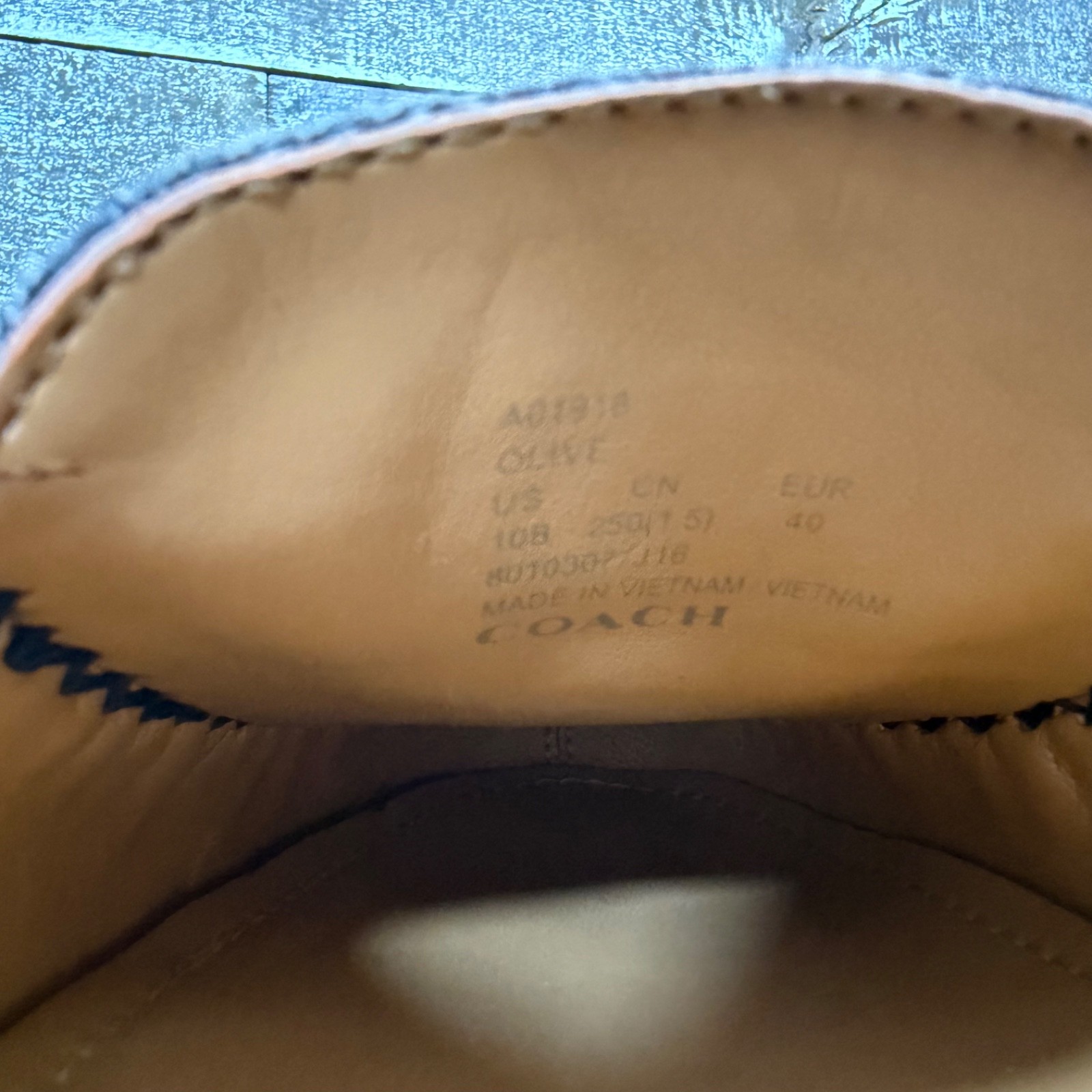 Coach ( Grey/Black ) New York Olive Canvas Leather Designer Loafers Women’s 10B