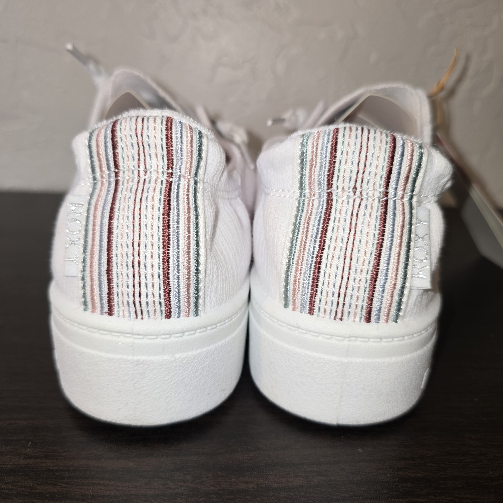 NEW Roxy Womens Bayshore Platform WHITE Slip on Shoe Sneaker Sz 6.5 Beach Canvas