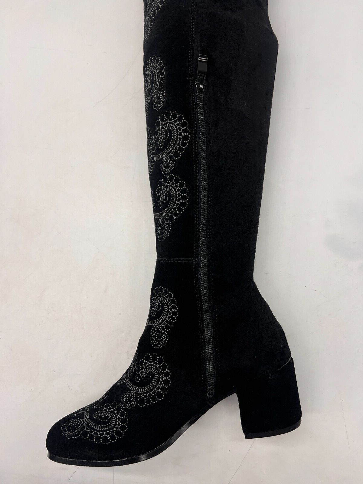 Sbicca Chenoa Black Over The Knee Boots Size 7 Embroidery Textile & Leather