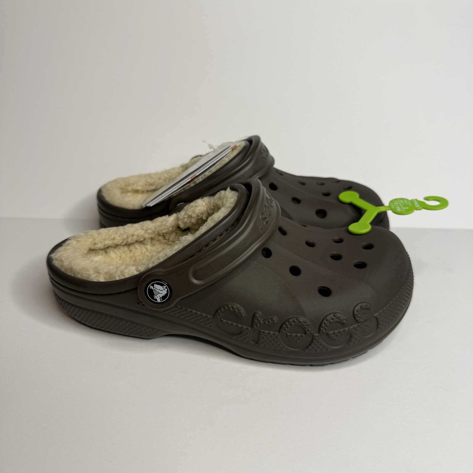 NWT Crocs Baya Lined Clog Espresso Brown Mens 5 Womens 7 Faux Fur 205969-206