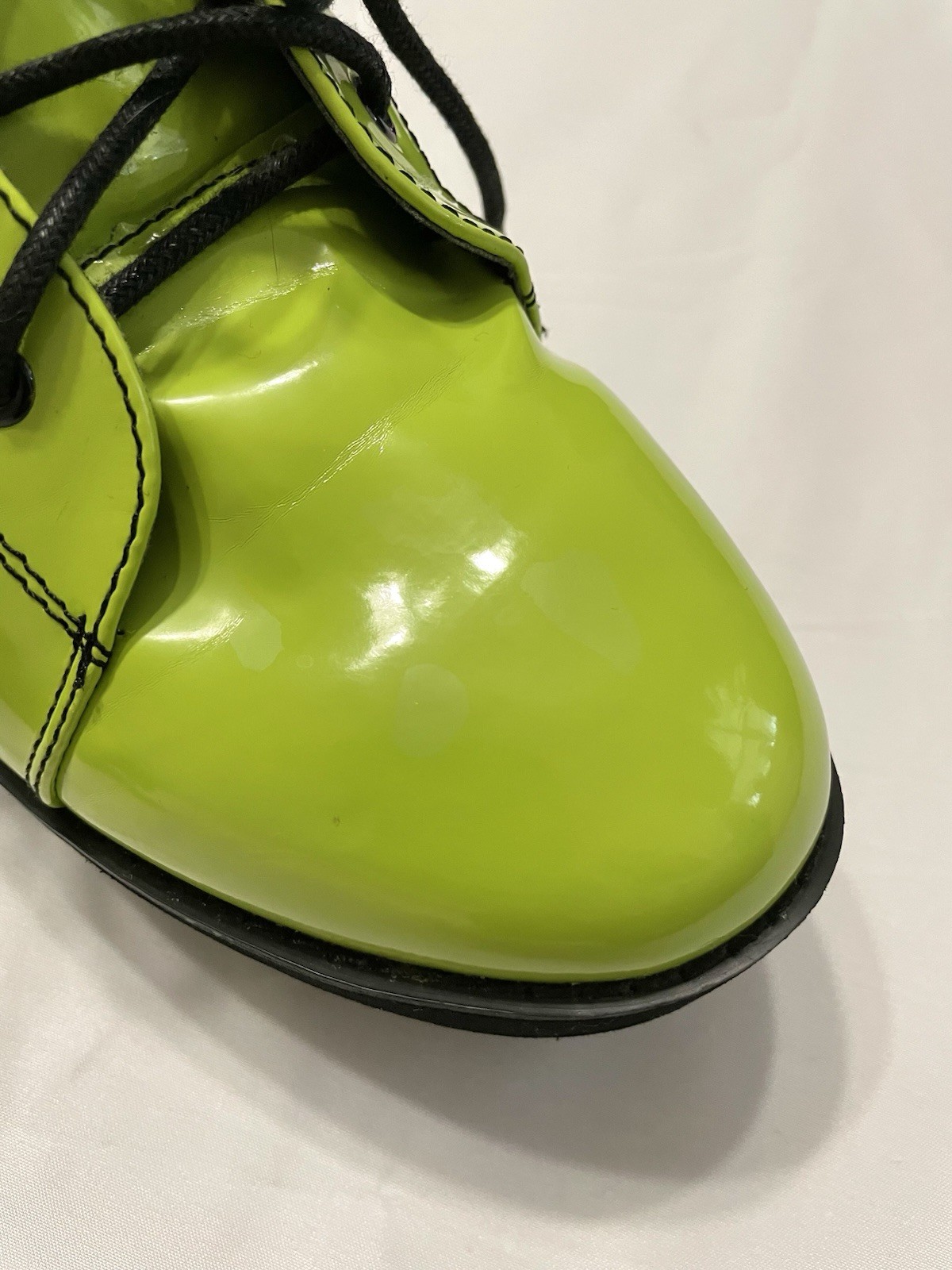 Strange Cvlt By Yru Neon Green Darby Patent Boots Women’s Size 9