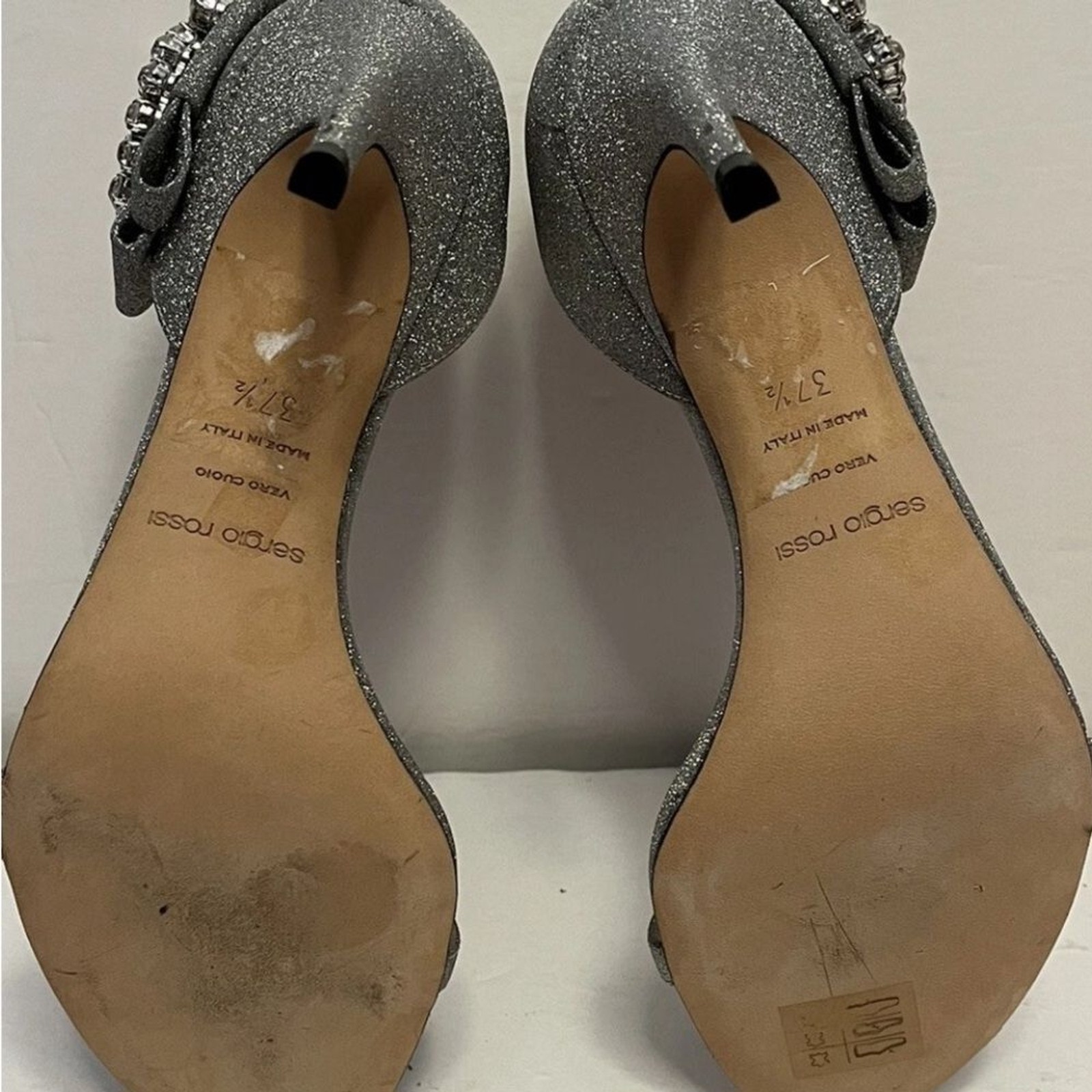 Sergio Rossi Argento Shiny Glitter Silver Heels $980 Size 37