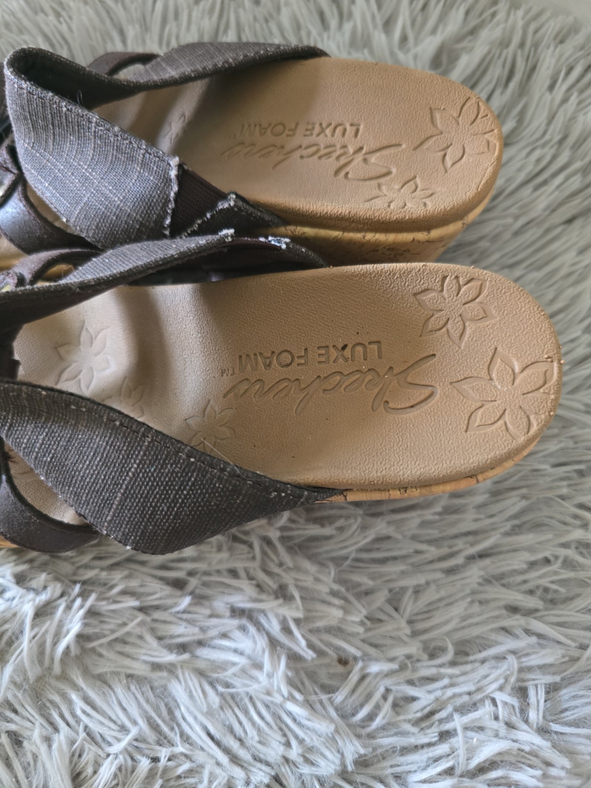 Skechers Brown Beverlee Sail Away Wedge Sandal Women’s 8 Luxe Foam Footbed