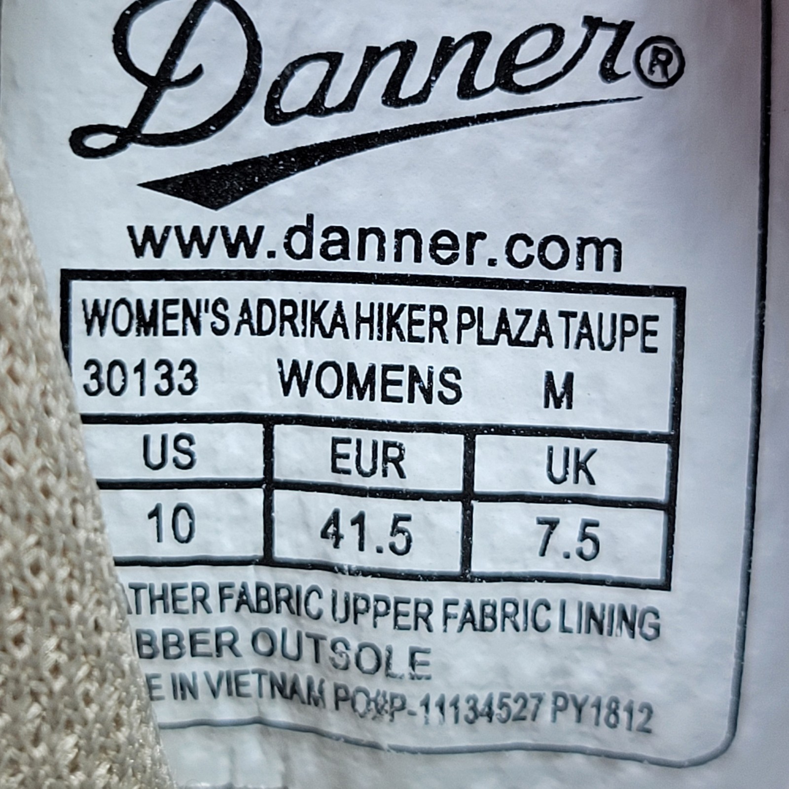 Danner Adrika Hiker Women’s 10 Hiking Boots Plaza Taupe Leather Ankle Lace Up