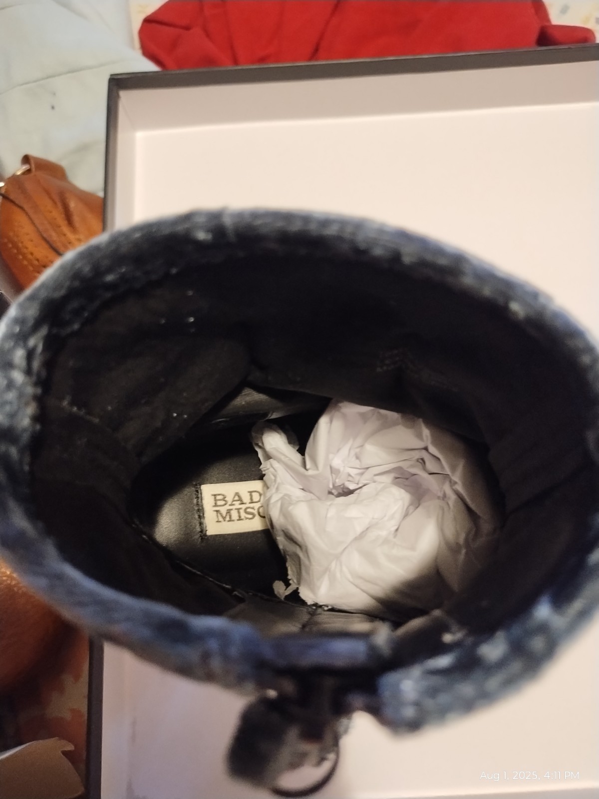 New badgley mischka Velvet Ankle Boot Blue Box, Dust Cover. Crystal Buckle 6.5
