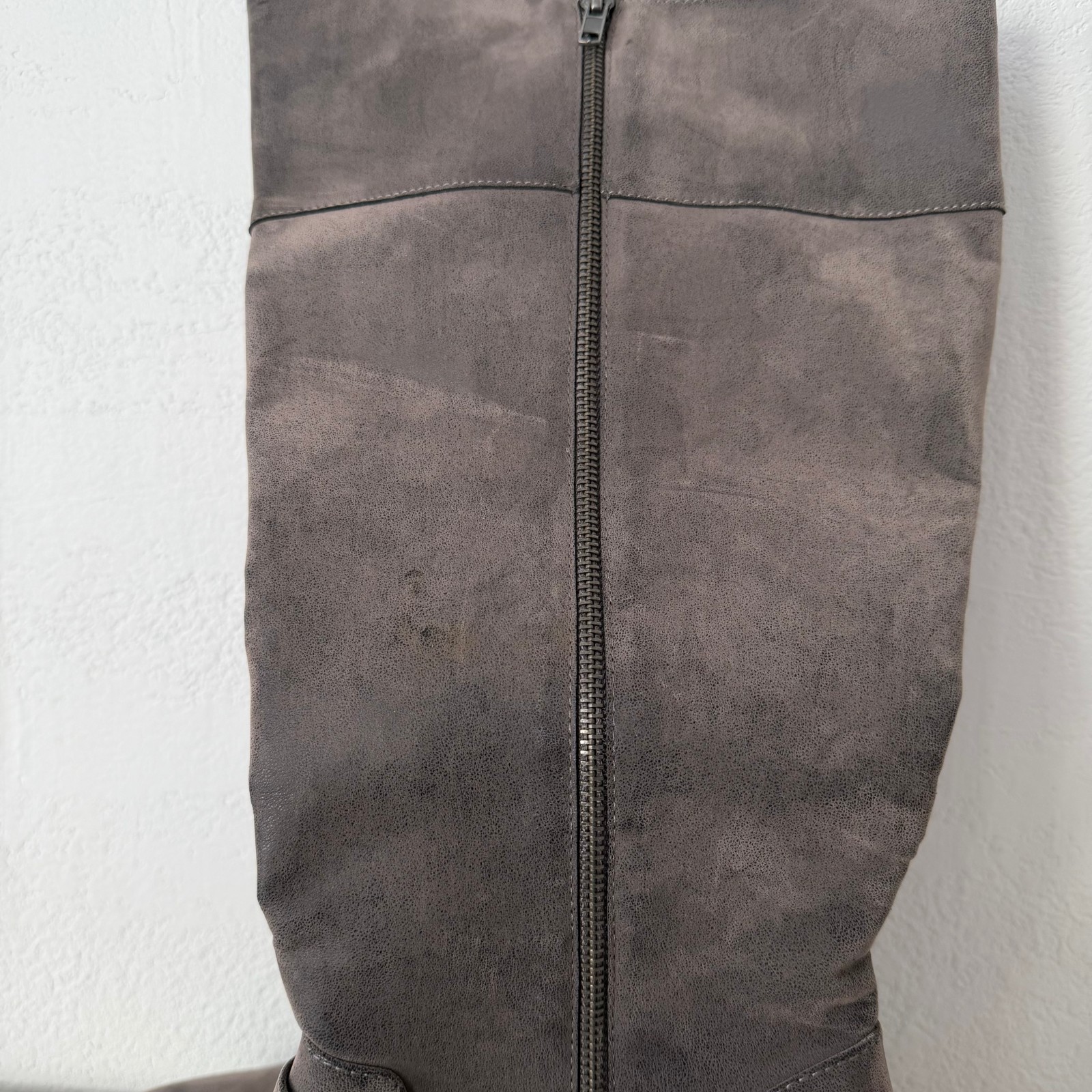 New Torrid Taupe Brown/Gray Faux Leather Knee Heeled Boots – Size 11WW