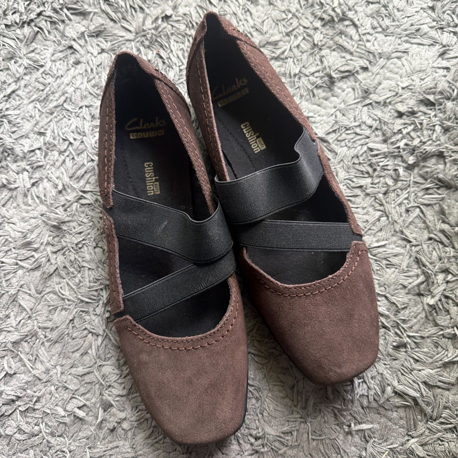 Clarks Collection Haydn Juniper Brown Suede Elastic Strap Mary Jane Sz 8W